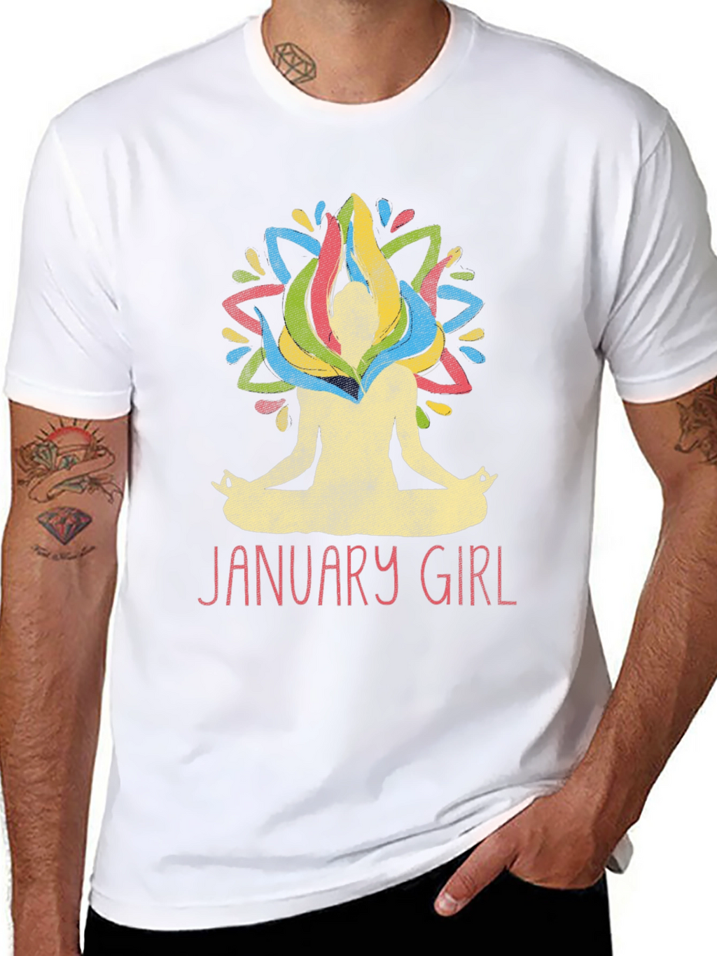 January Girl Meditation T-Shirt Yoga Lotus Birthday Tee