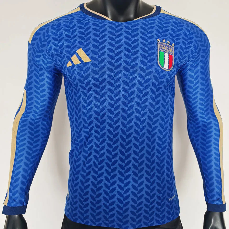 2012 Italy Home Blue Retro Soccer Jersey Detail 1
