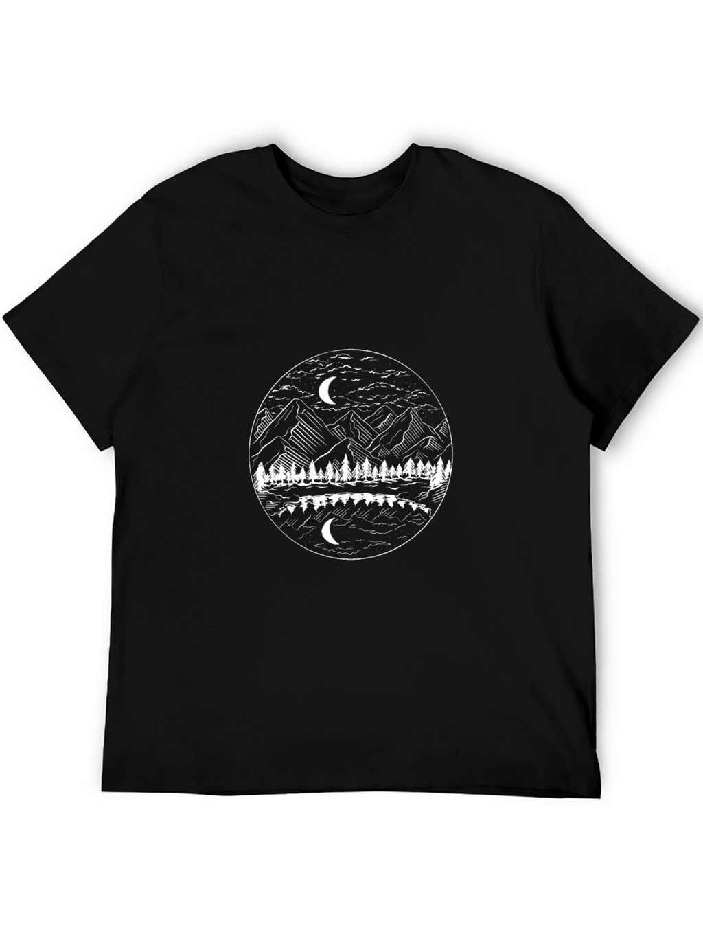 Mountain & Moon Graphic Black T-Shirt