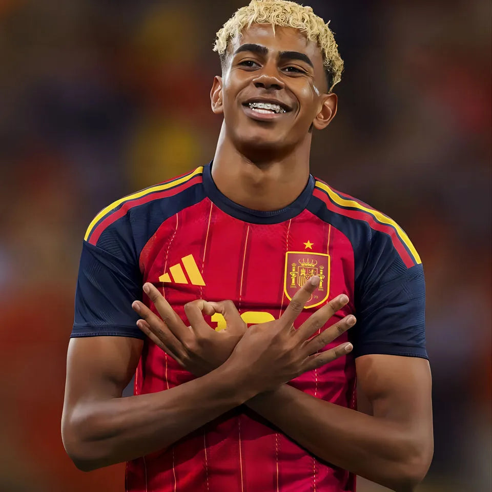 2026/27 Spain 1:1 Quality Home Red Fans Soccer Jersey (Have Right Patch 有右臂章 白底金字） Detail 3