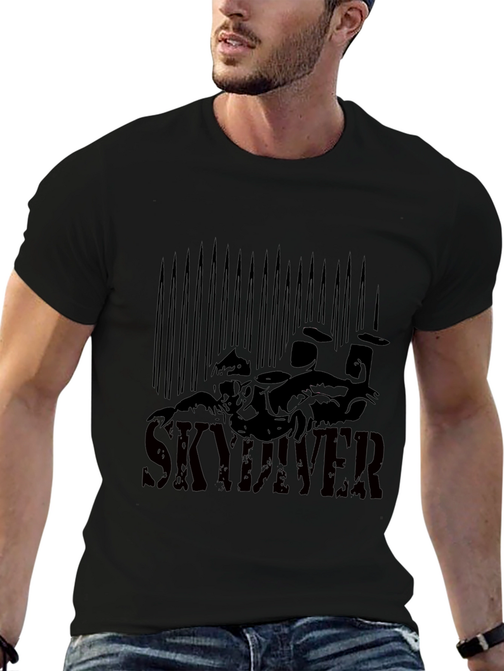 Black Skydiver Graphic T-Shirt
