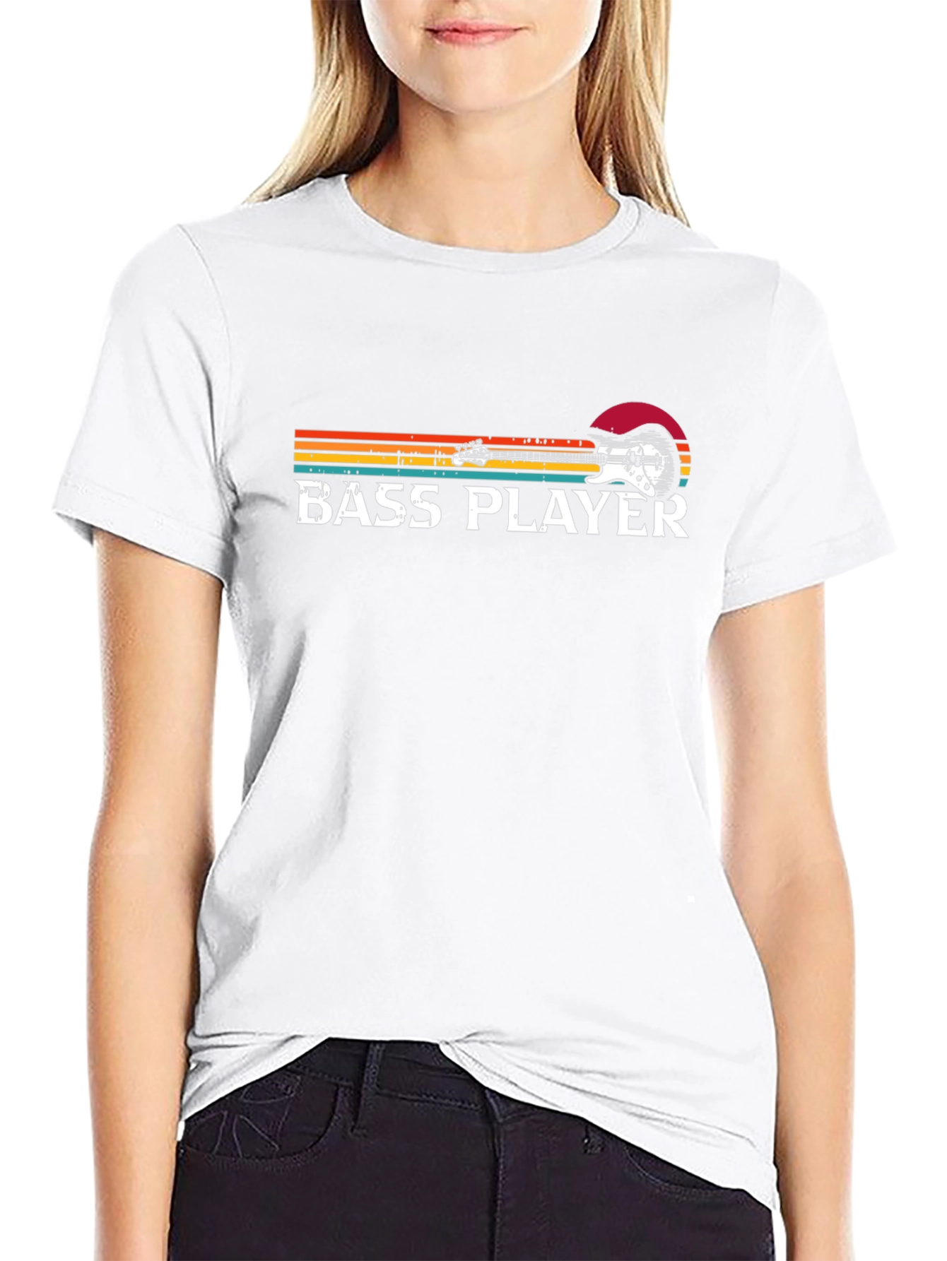 Bass Player Retro Style Graphic T-Shirt