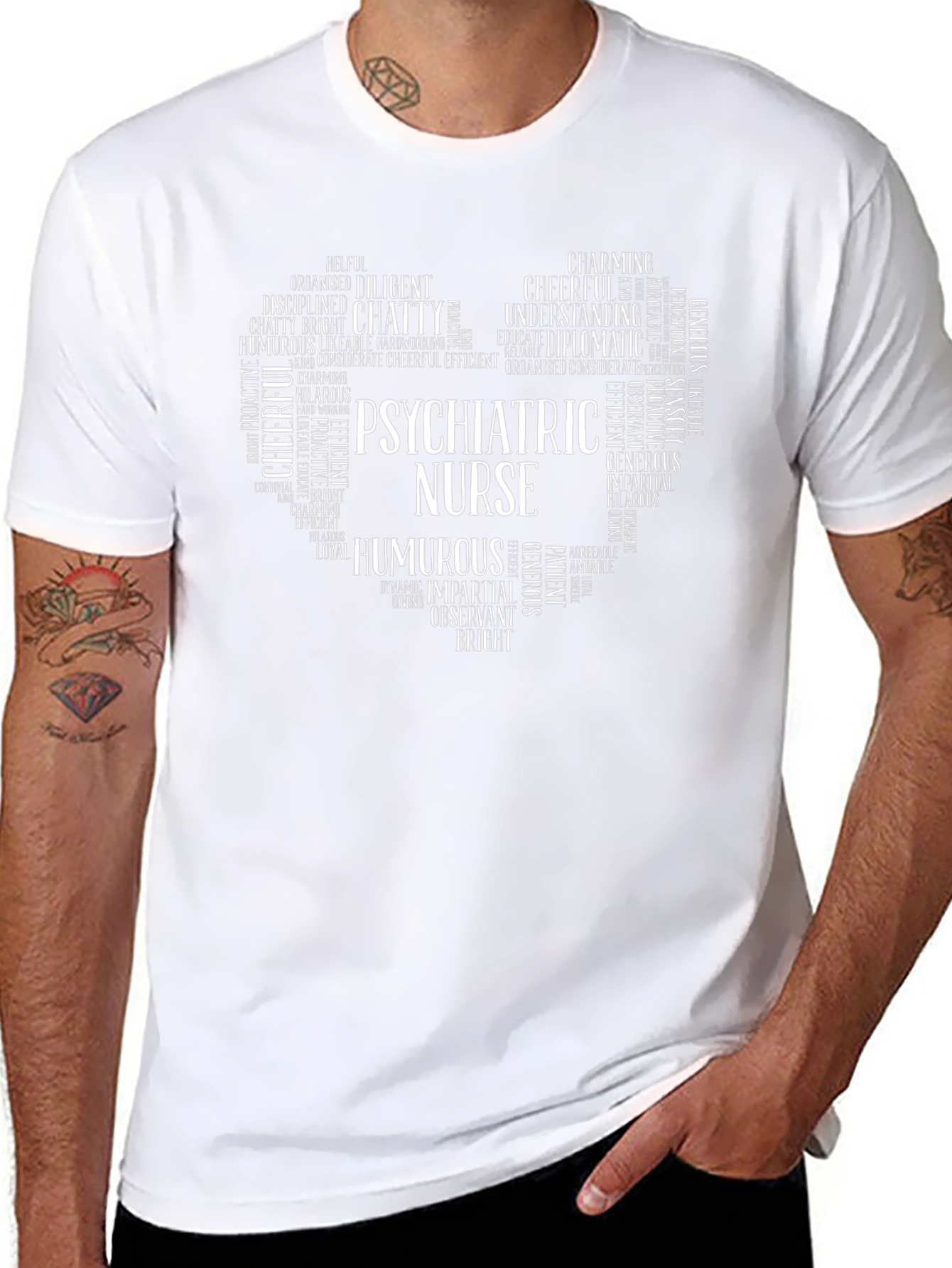 Psychiatric Nurse Heart Word Art Graphic T-Shirt
