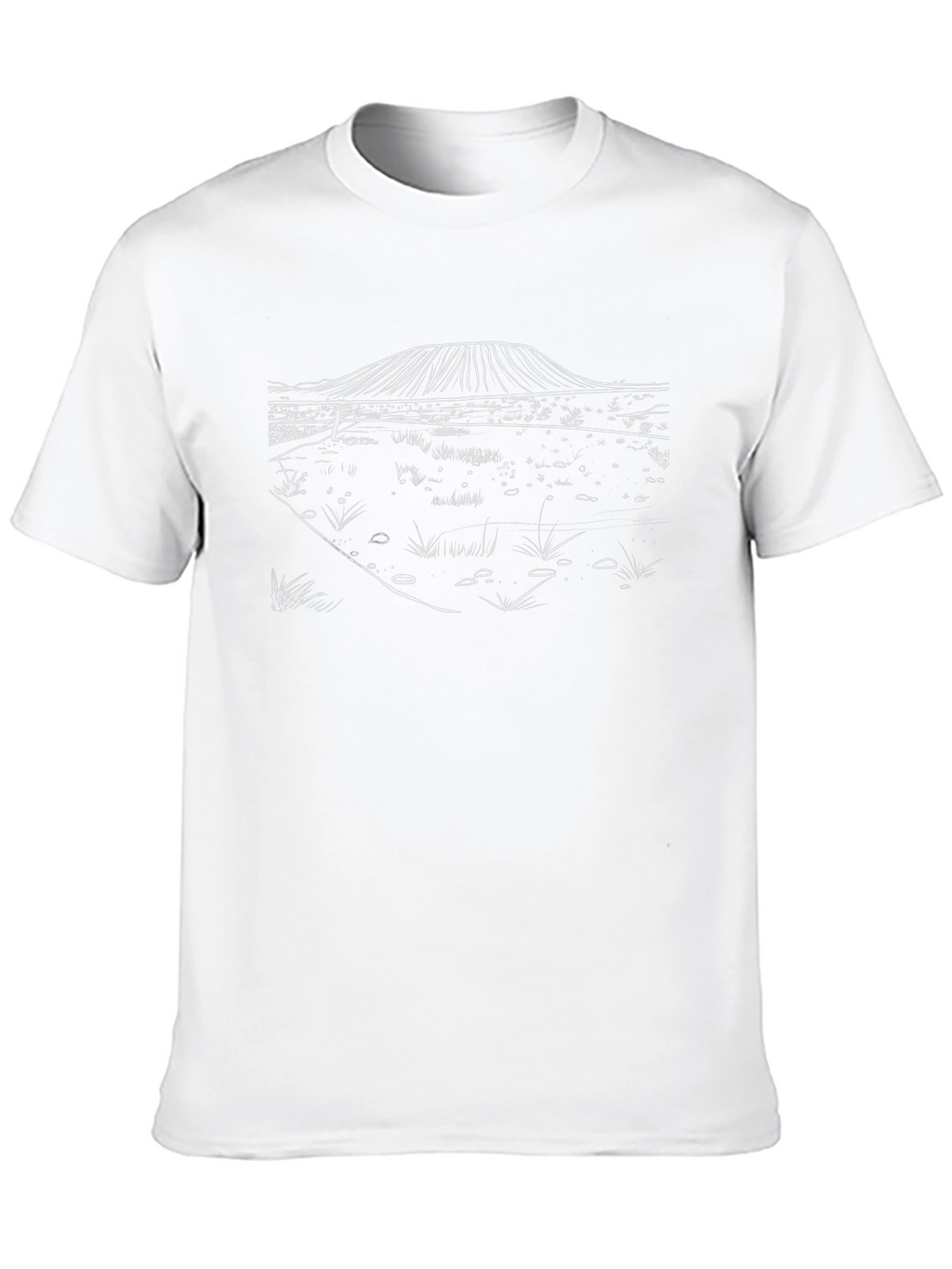 Black T-Shirt with Minimalist Landscape Design
