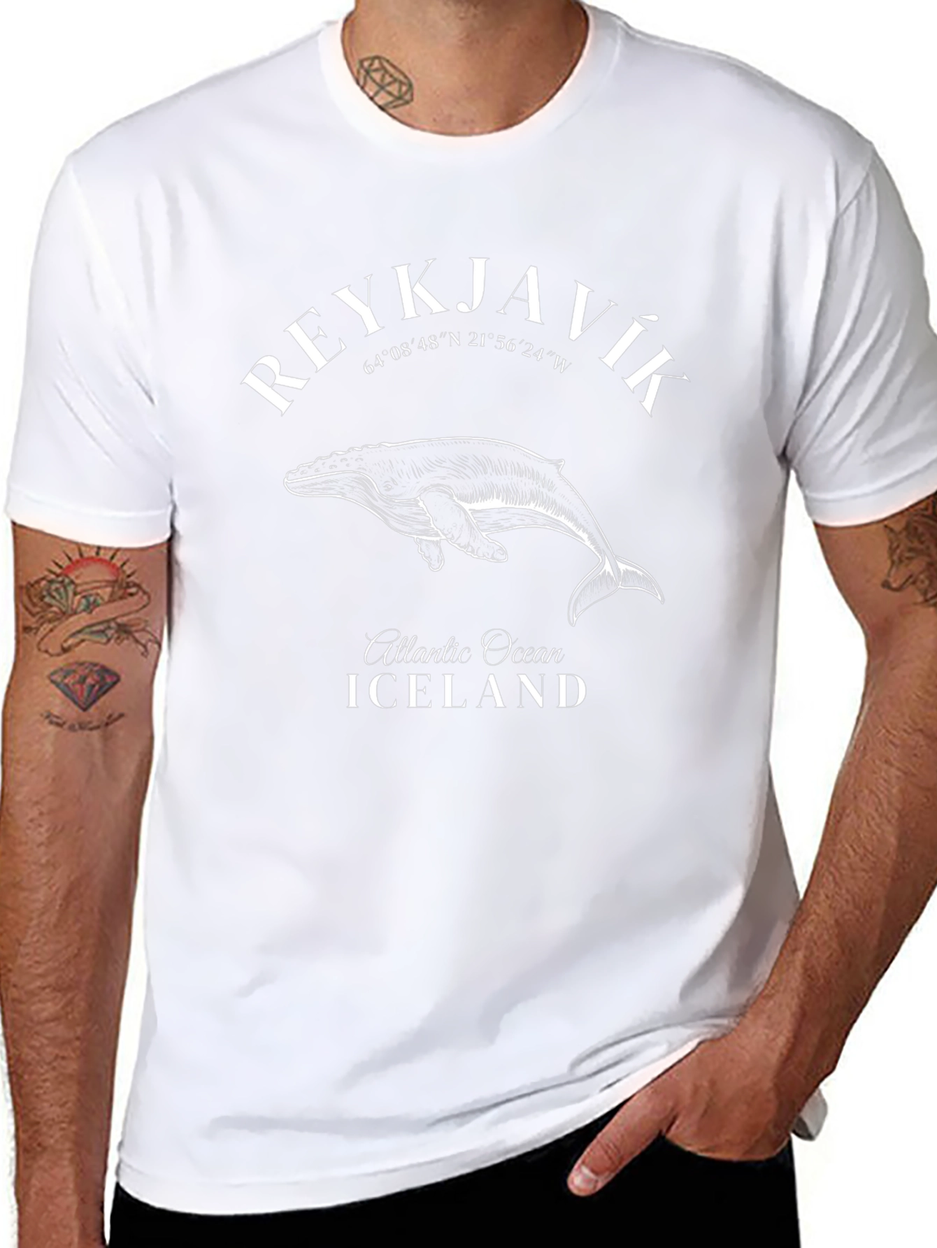 Reykjavik Iceland Whale Graphic Tee - Black