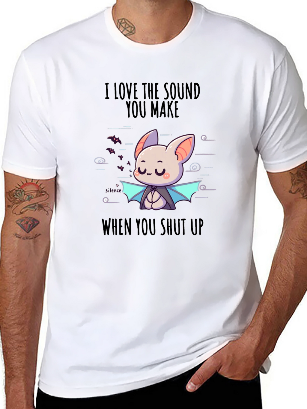 Funny Bat Graphic Tee - Shut Up Humor