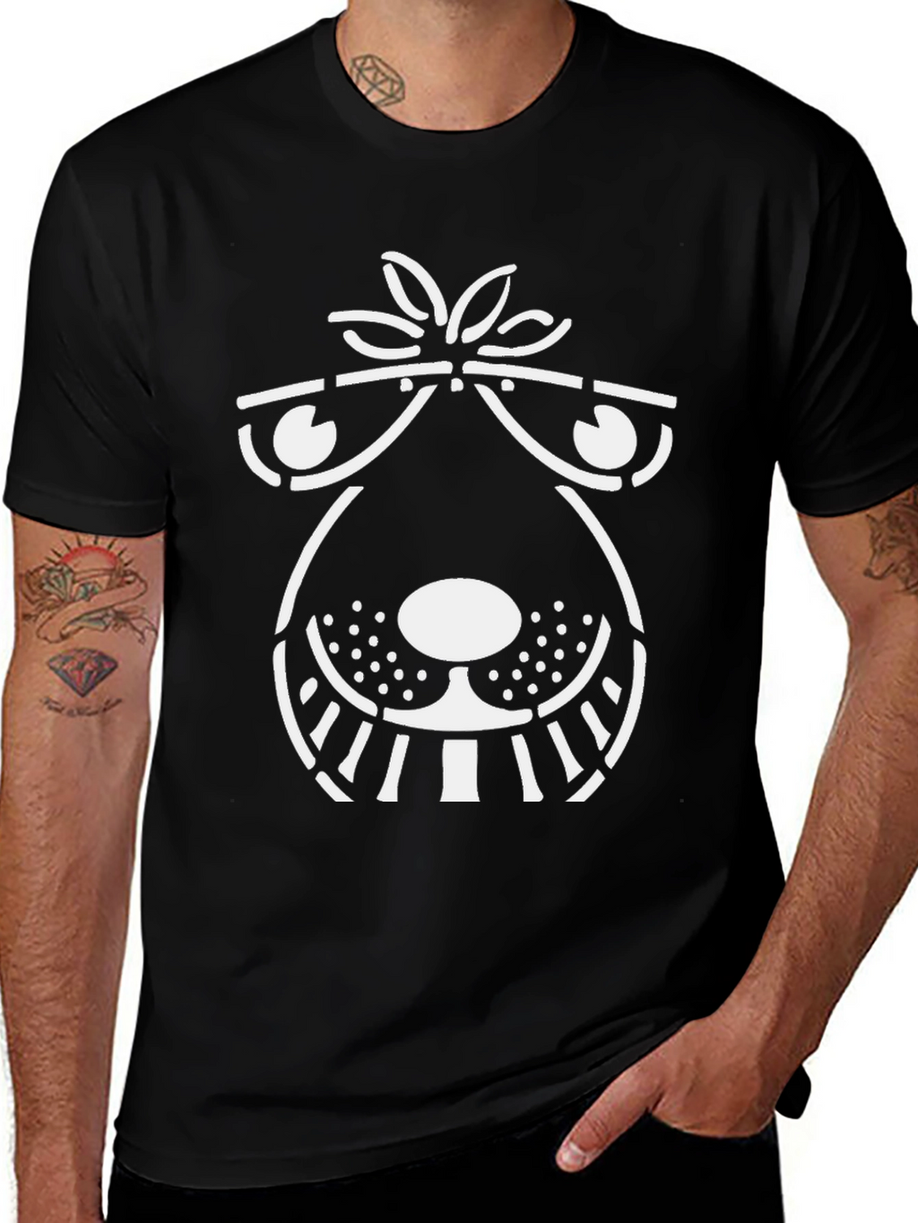 Quirky Cartoon Dog T-Shirt - Black