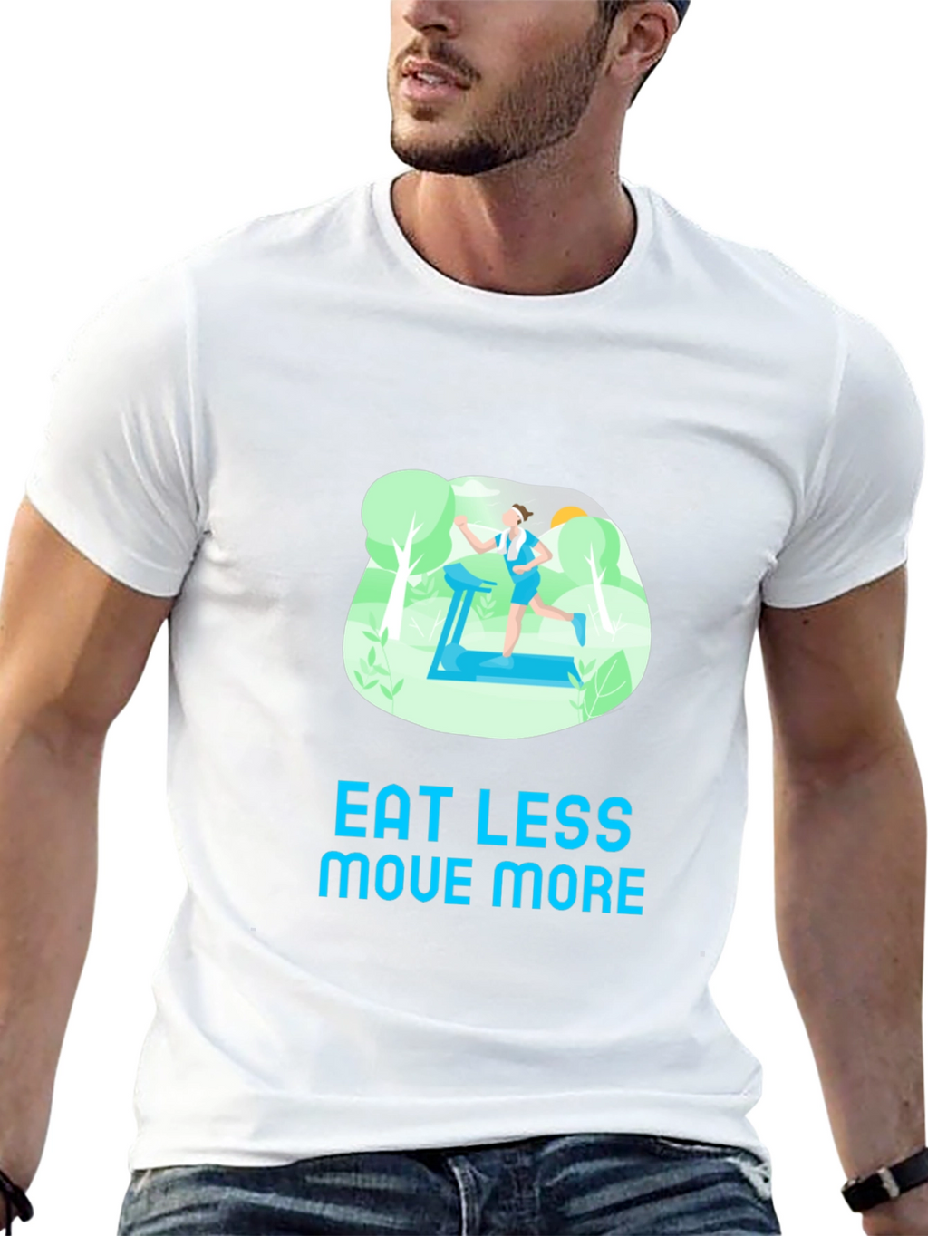 Eat Less Move More Black T-Shirt