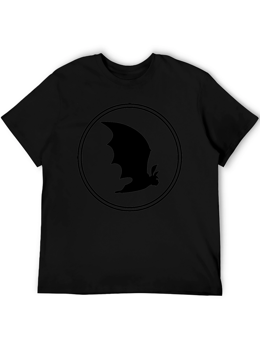 Bat Silhouette Graphic Tee - Black Cotton T-Shirt