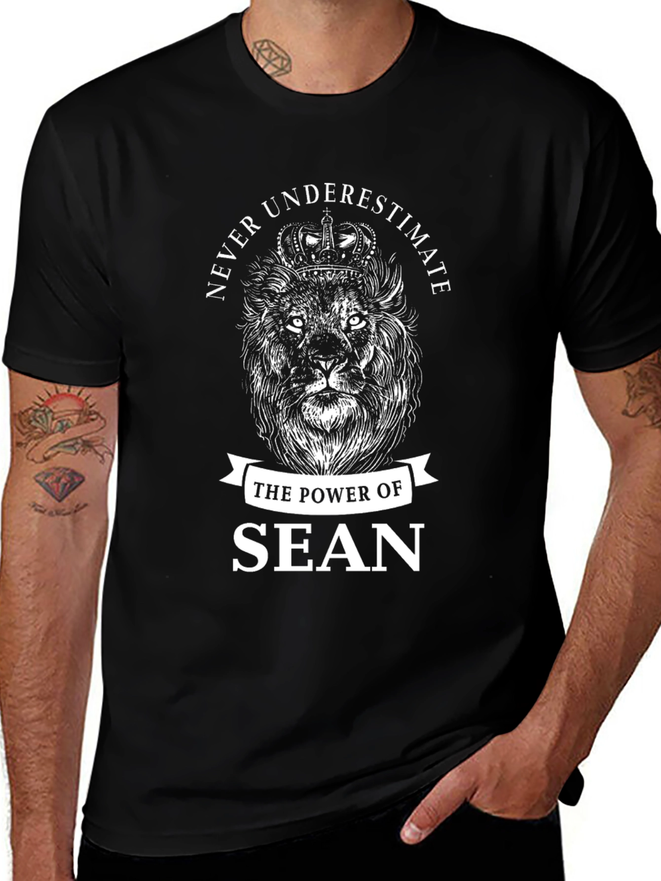 Sean Power Lion Black Graphic Tee