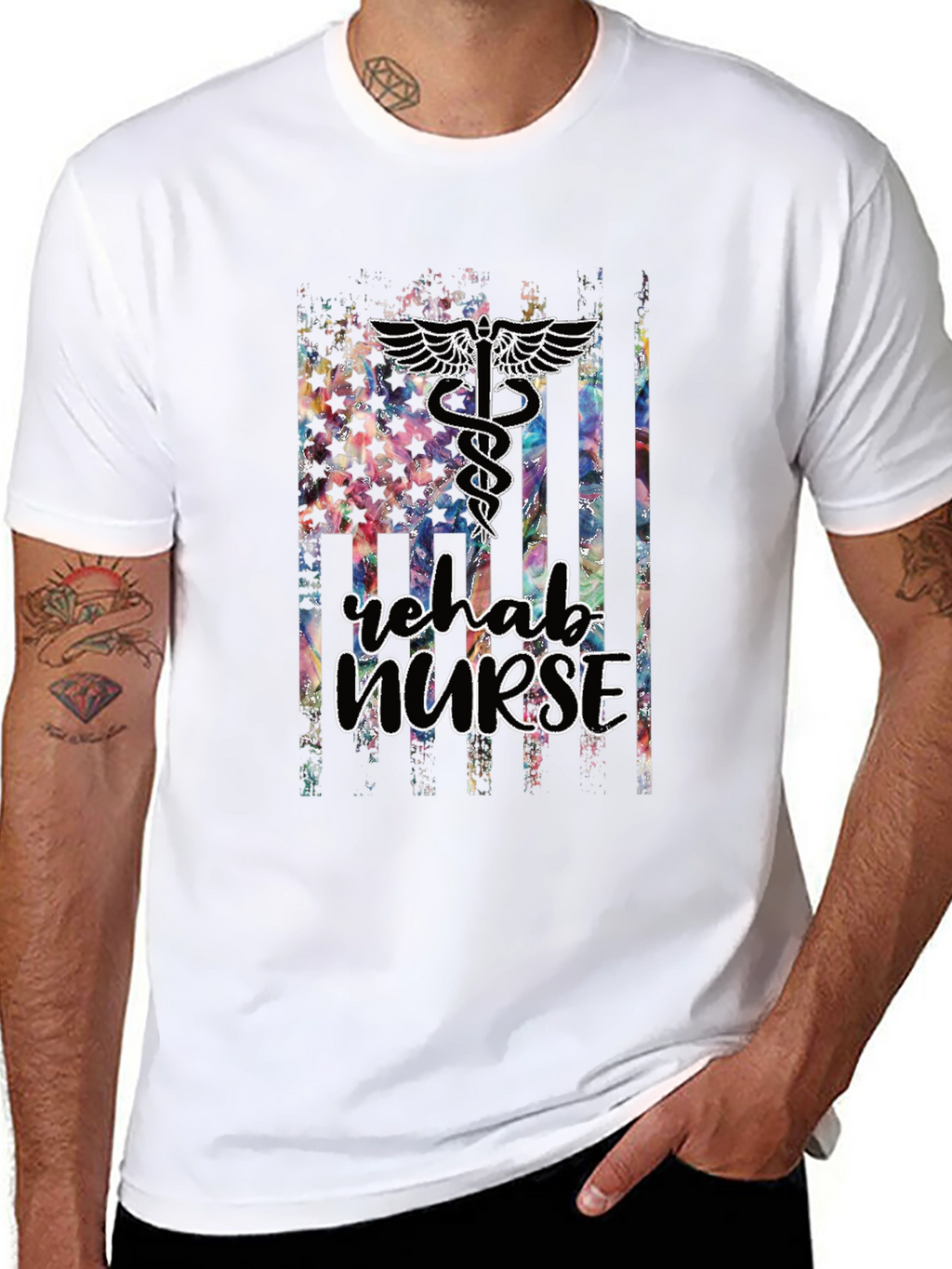 Rehab Nurse American Flag Tee - Nurse Apparel
