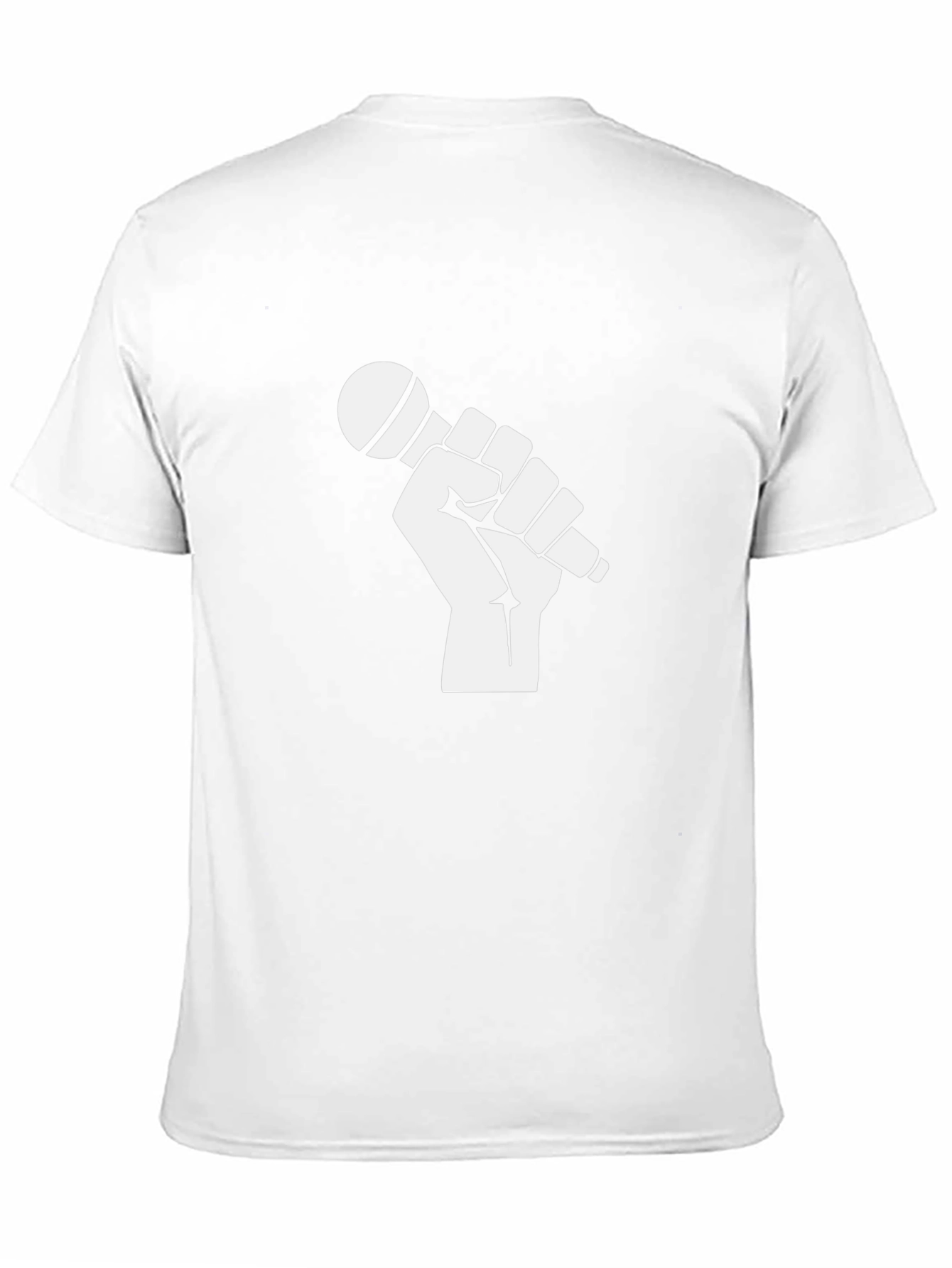 Black T-Shirt with Fist Holding Microphone Graphic