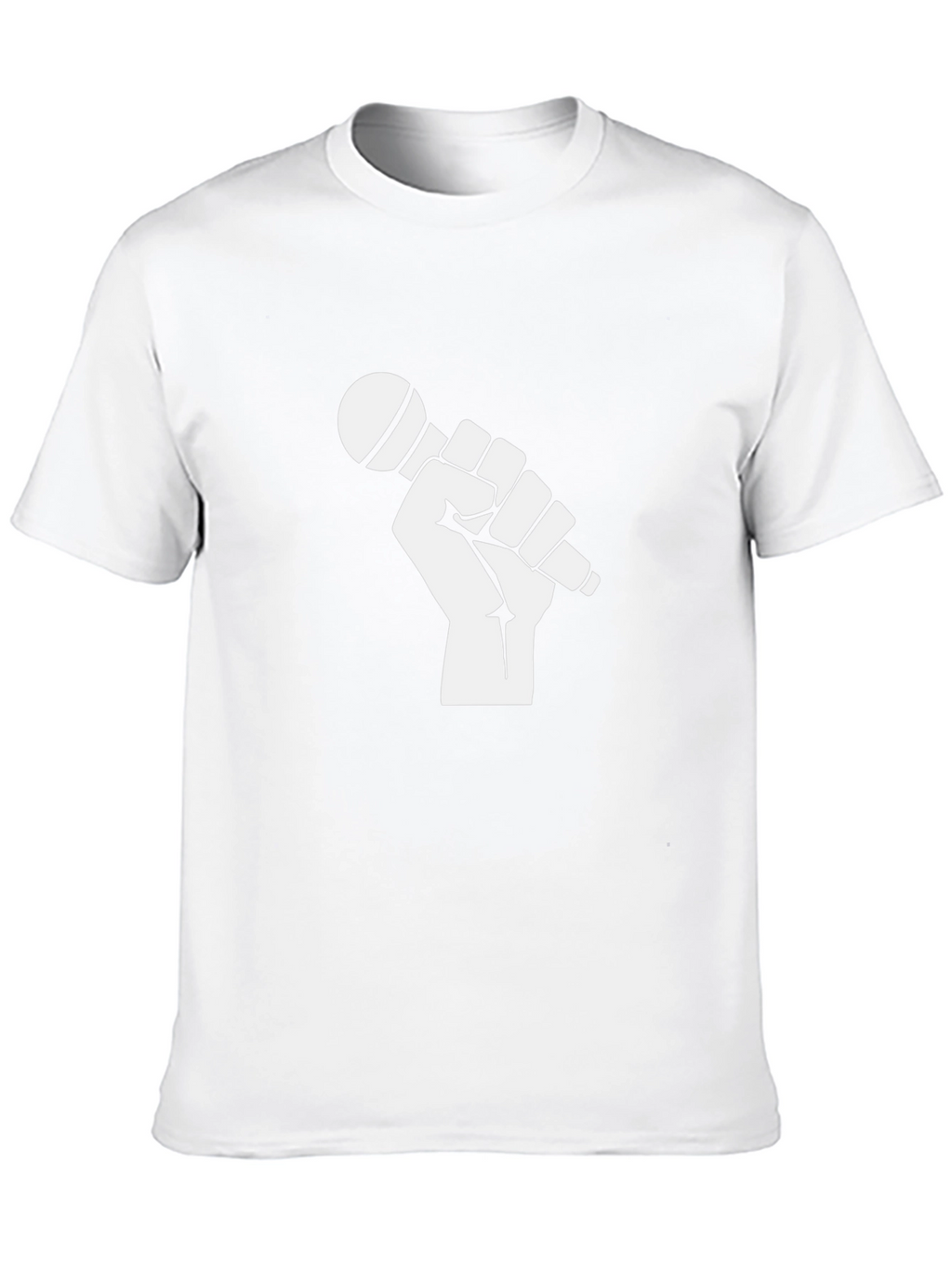 Black T-Shirt with Fist Holding Microphone Graphic