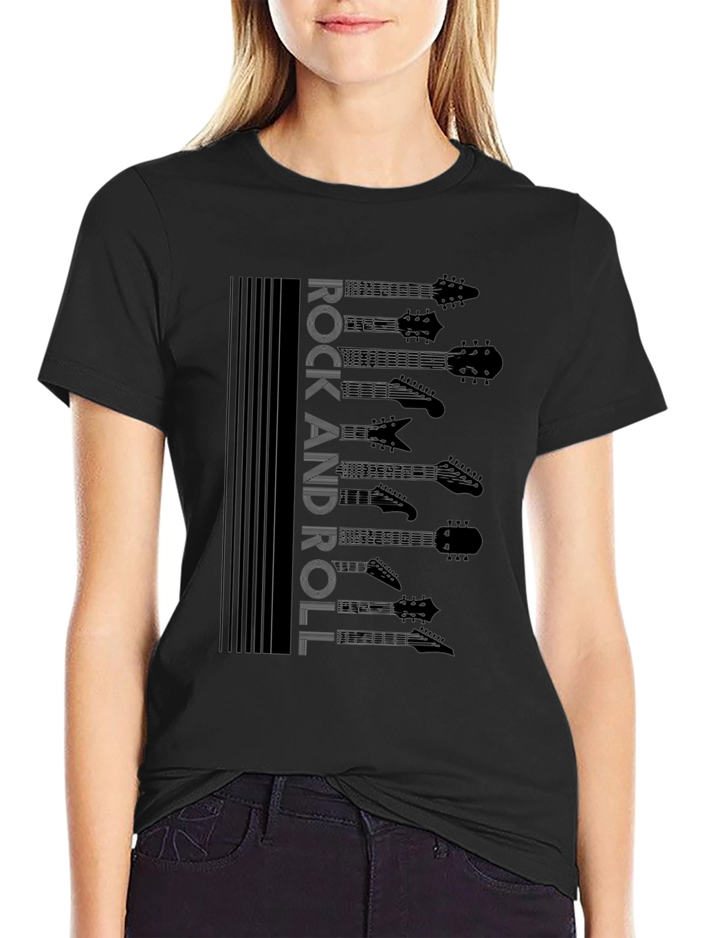 Rock and Roll Guitar Head T-Shirt - Black