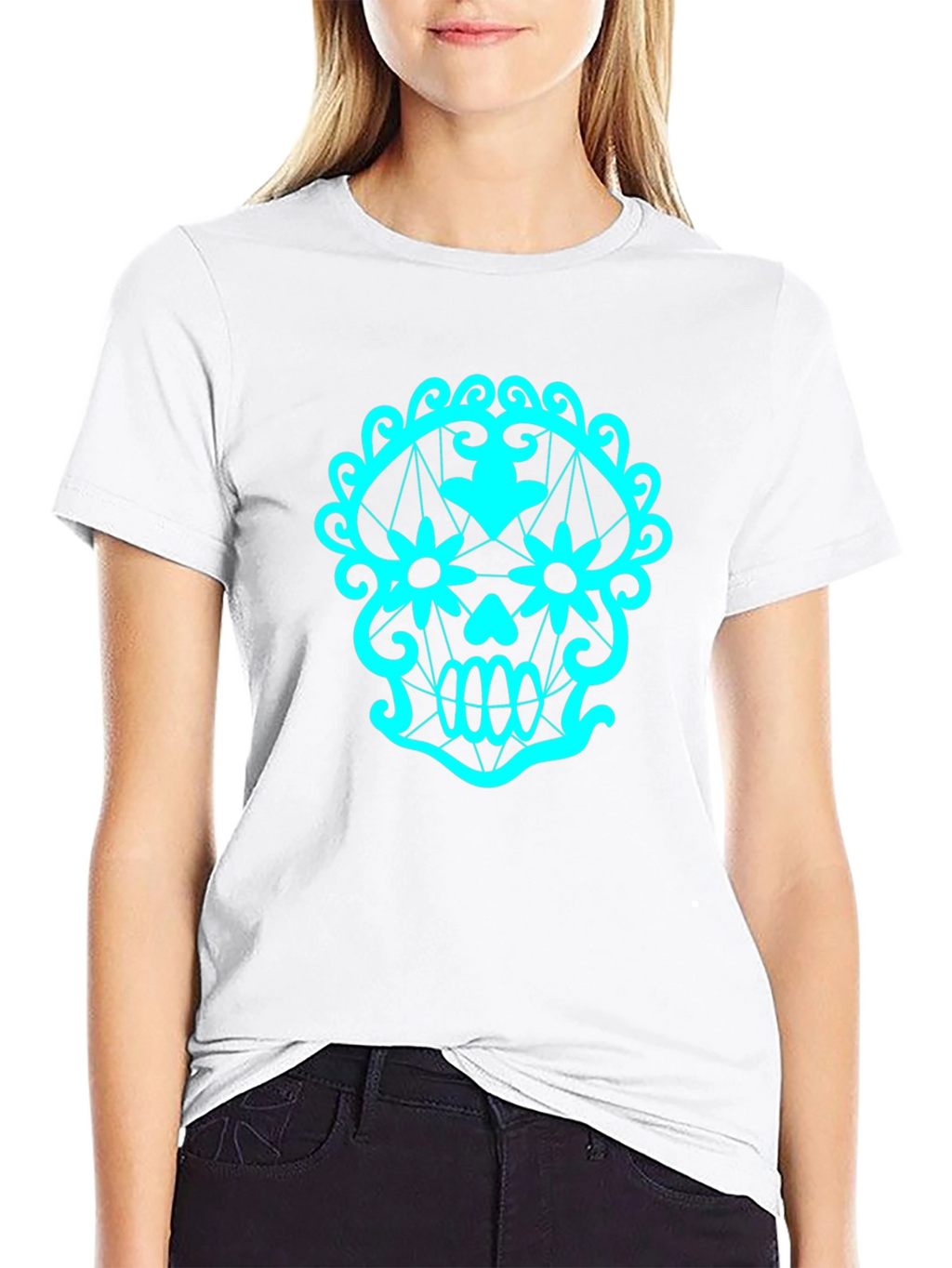 Sugar Skull Graphic Tee - Black Cotton T-Shirt