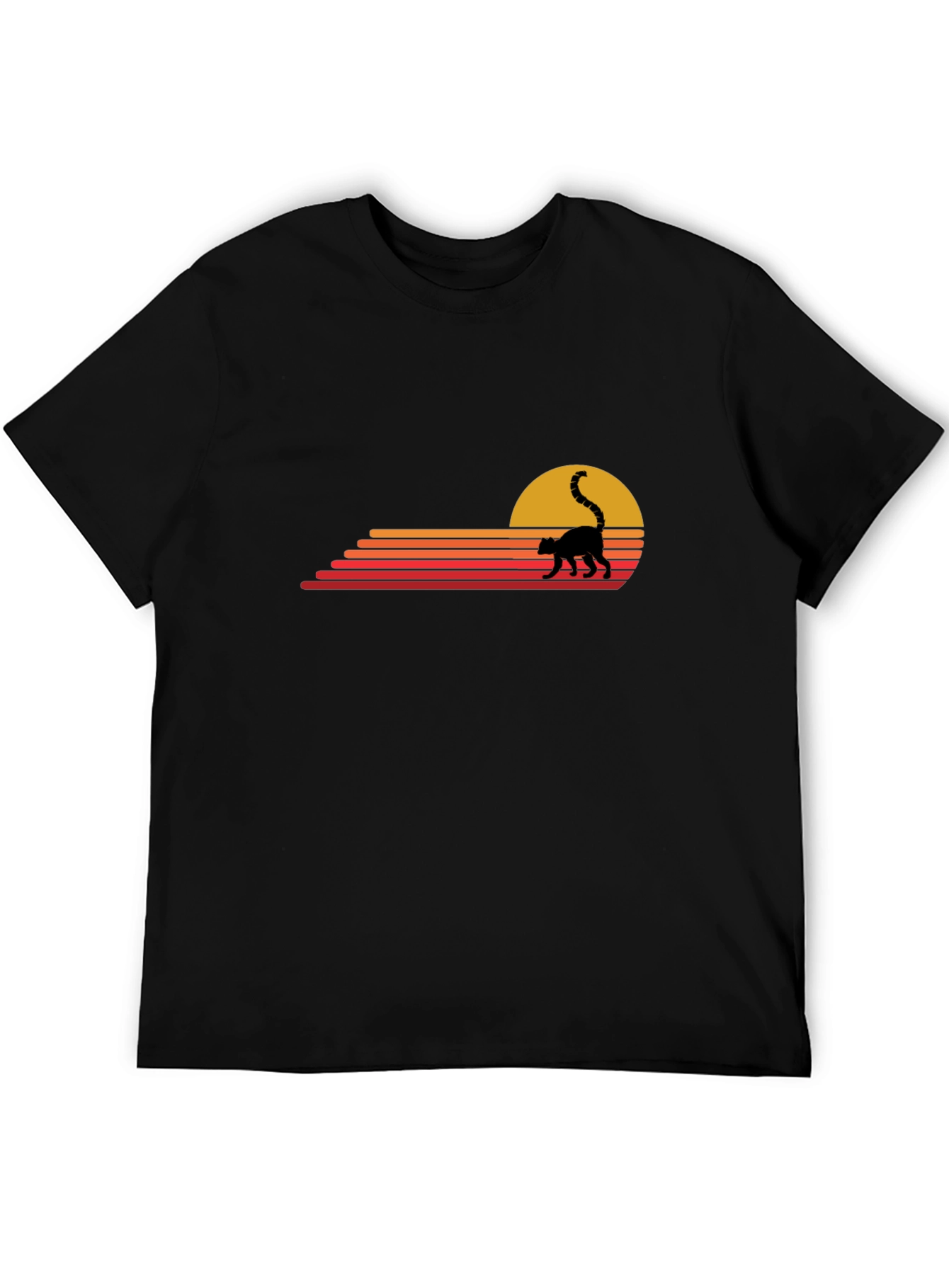 Retro Lemur Sunset Graphic Tee - Black