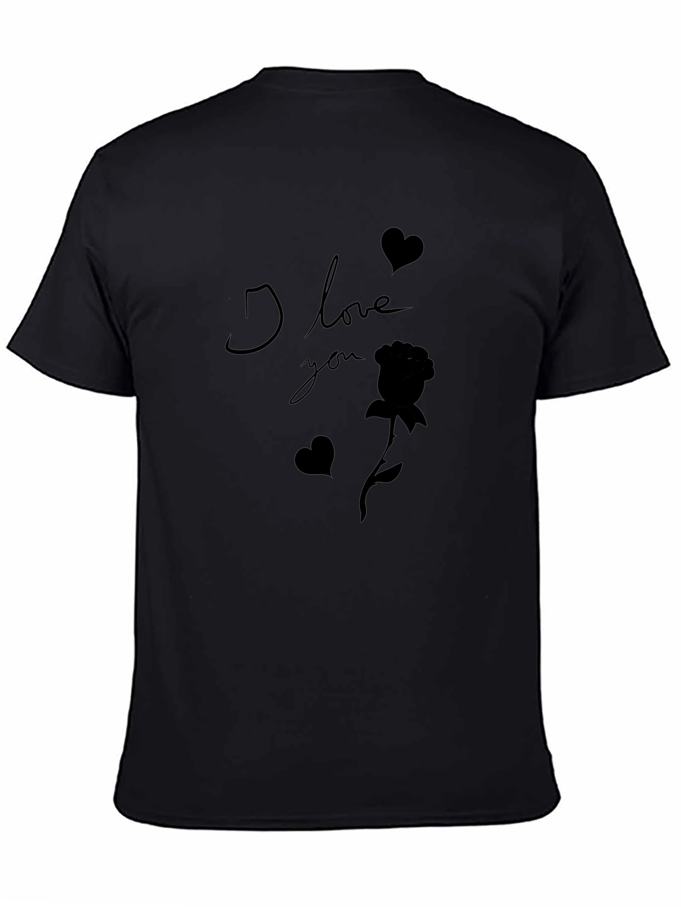 I Love You Rose Graphic Tee - Mens Black T-Shirt