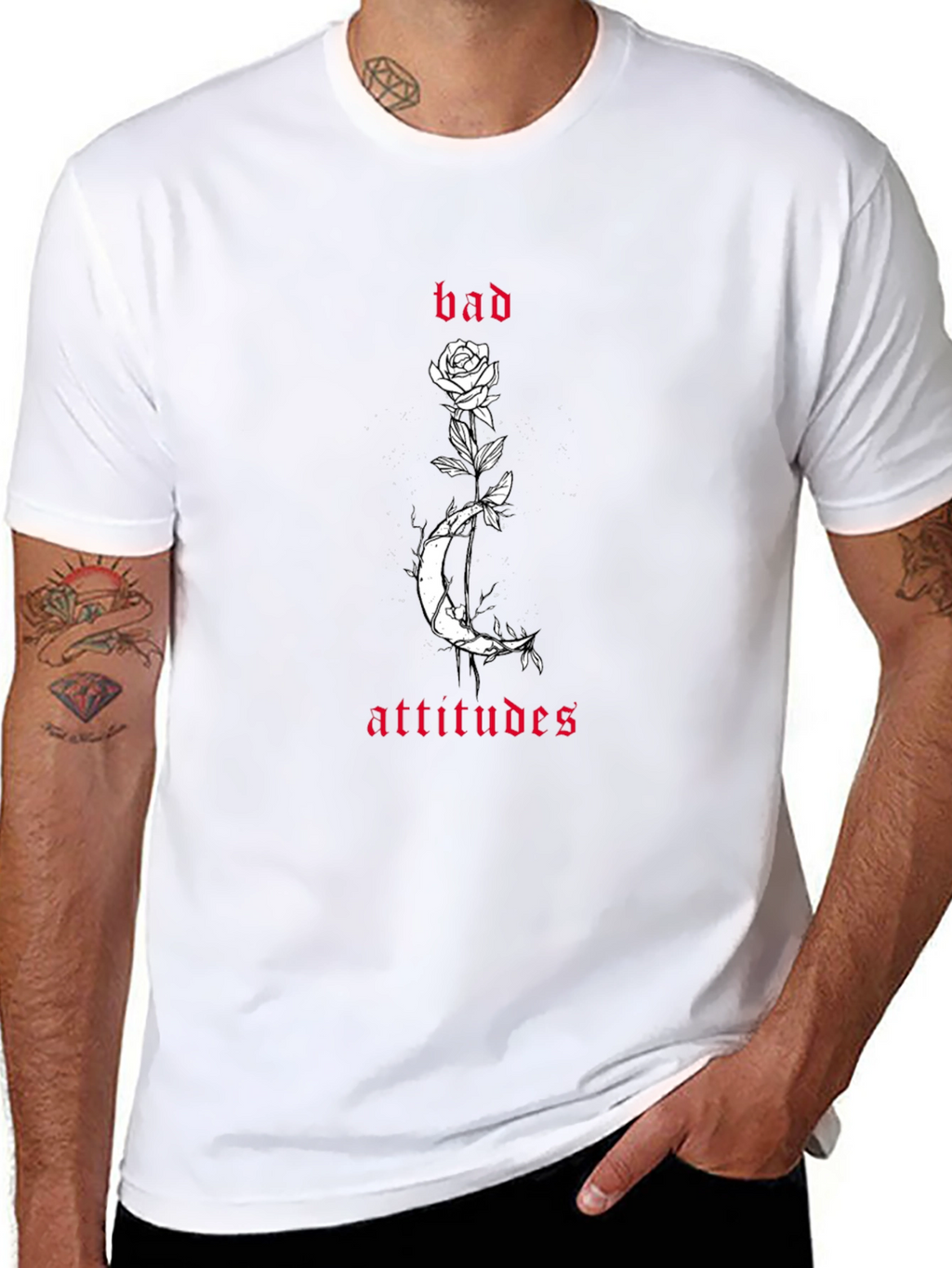 Bad Attitudes Rose and Moon Black T-Shirt
