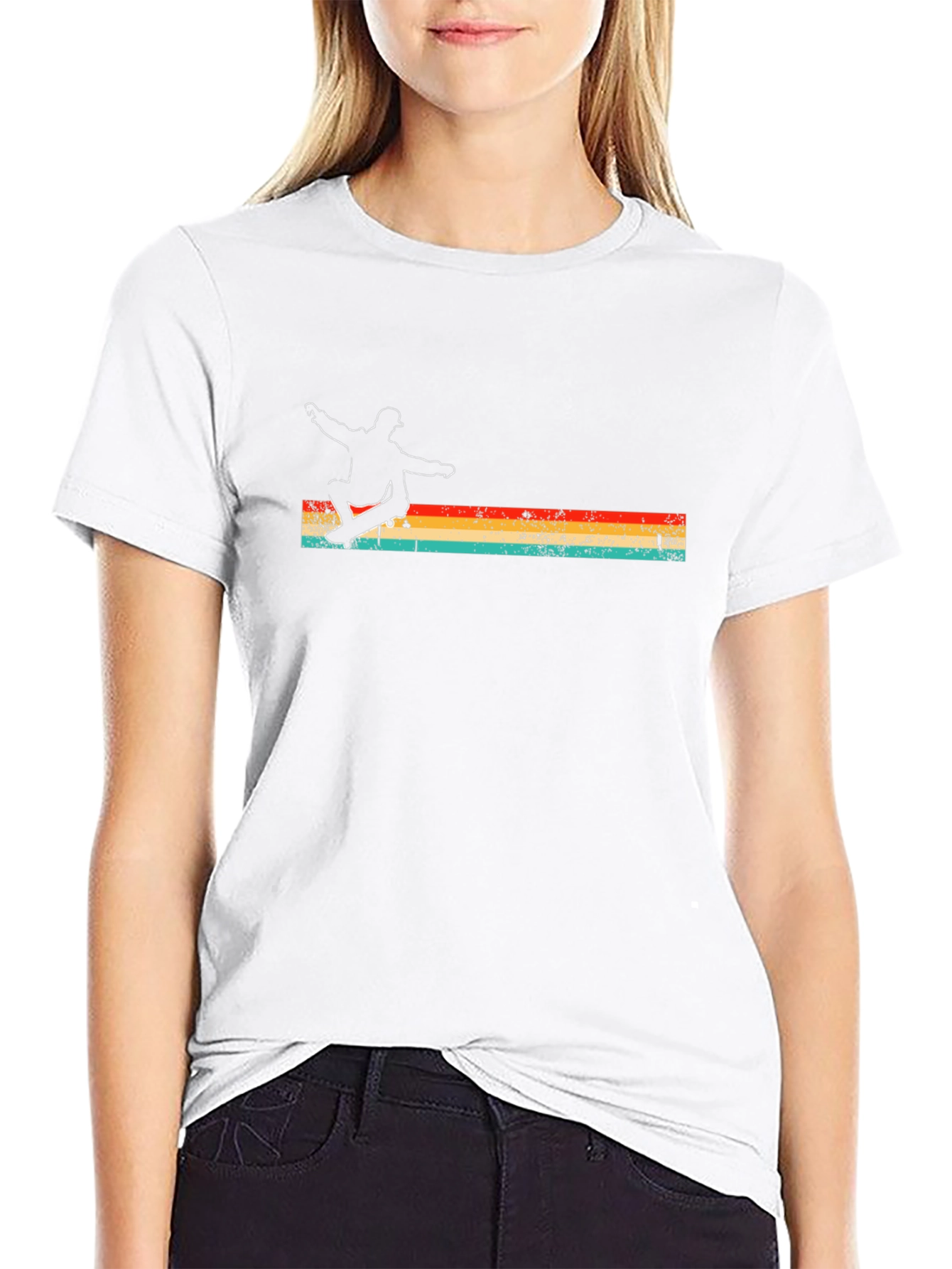 Retro Skateboarder Graphic Tee - Black Cotton Shirt