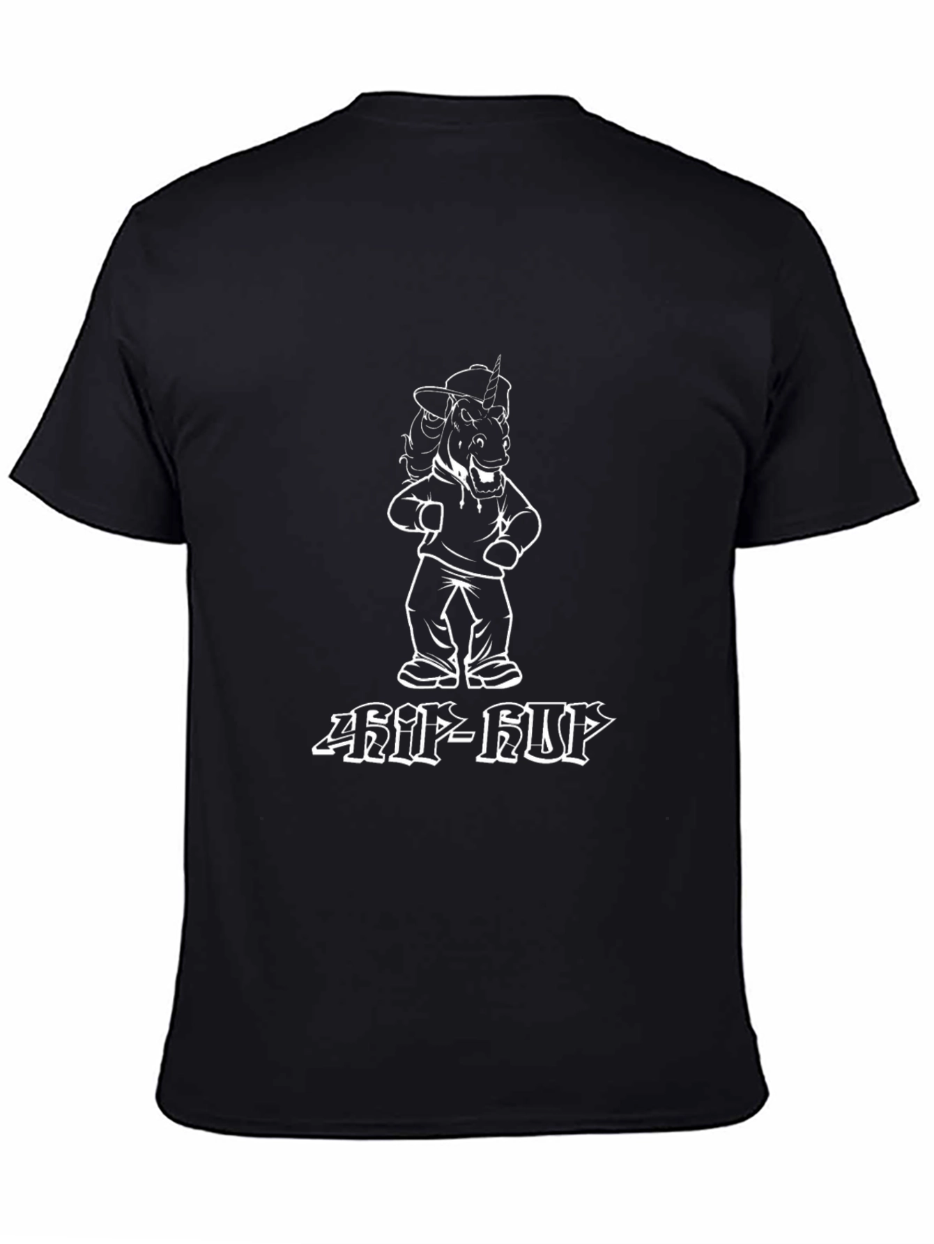 Hip Hop Unicorn Graphic T-Shirt - Black