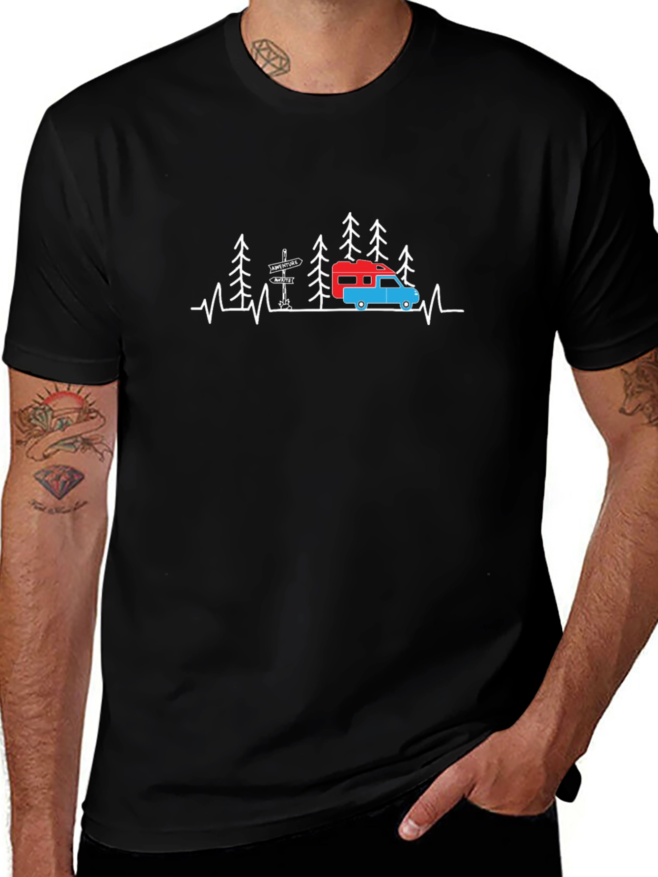 Camping Heartbeat Graphic T-Shirt