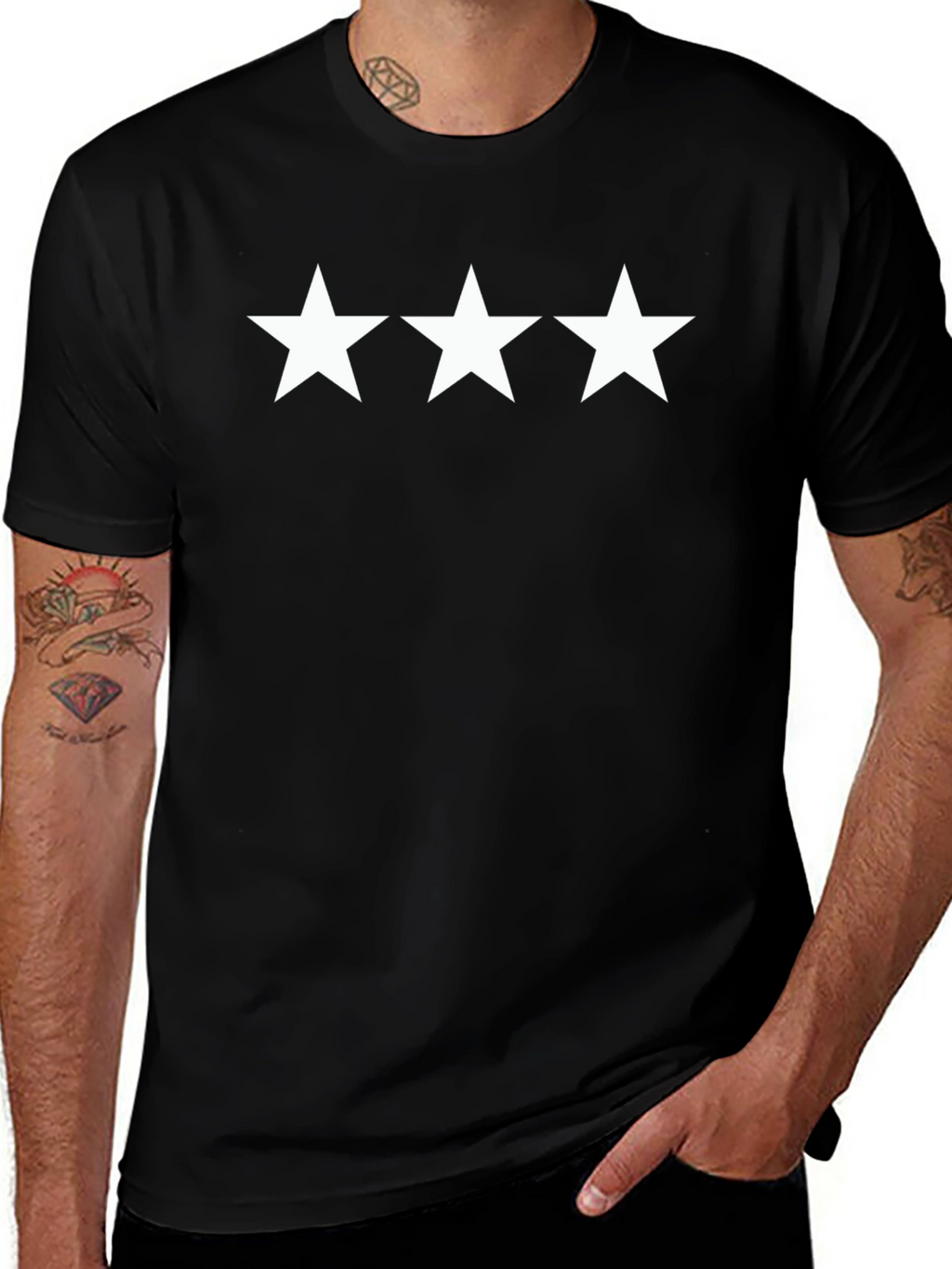 Three Star Graphic Tee - Black