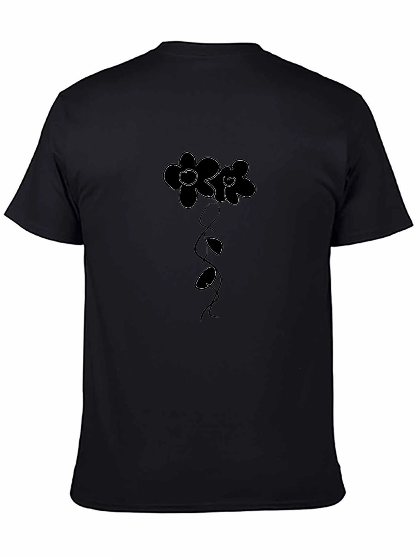 Minimalist Flower Graphic Black T-Shirt