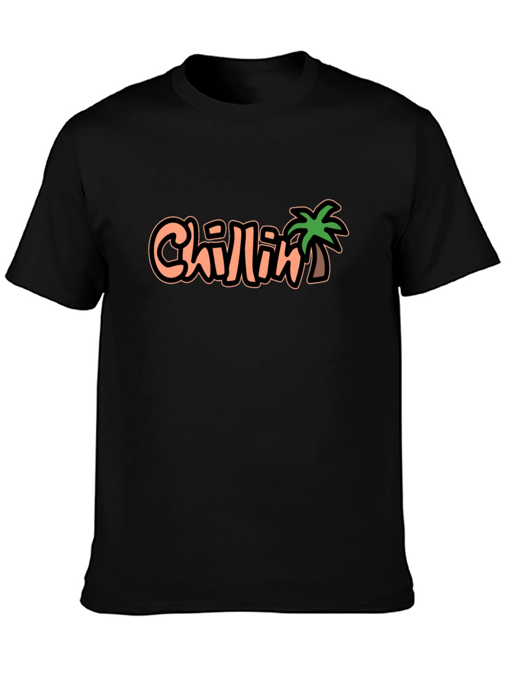 Chillin Palm Tree Graphic Black T-Shirt