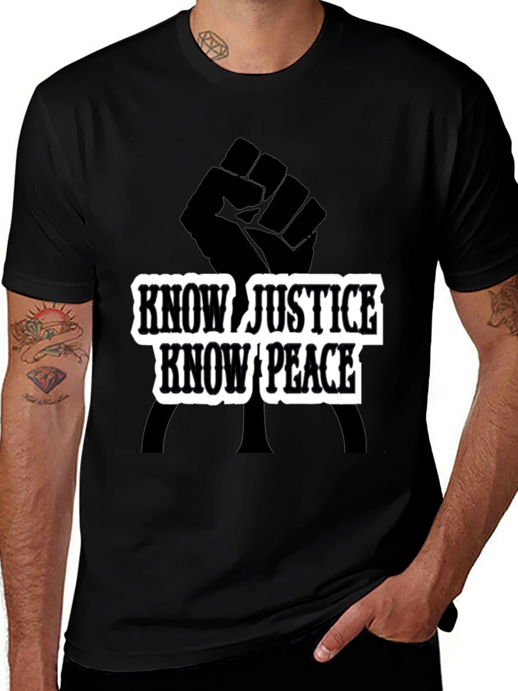 Know Justice Know Peace Black T-Shirt