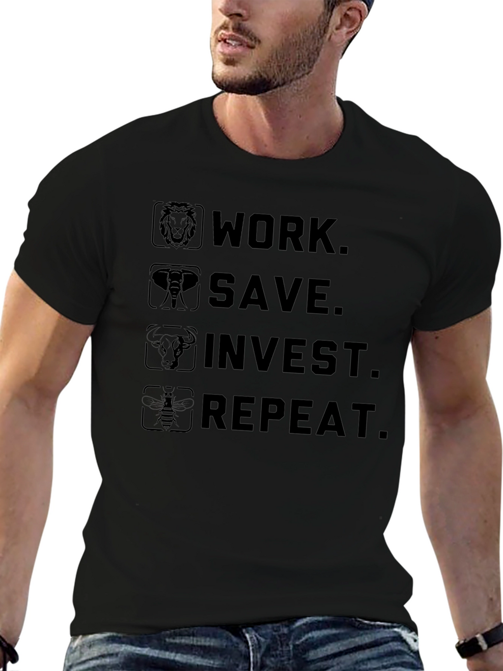 Work Save Invest Repeat Graphic Tee