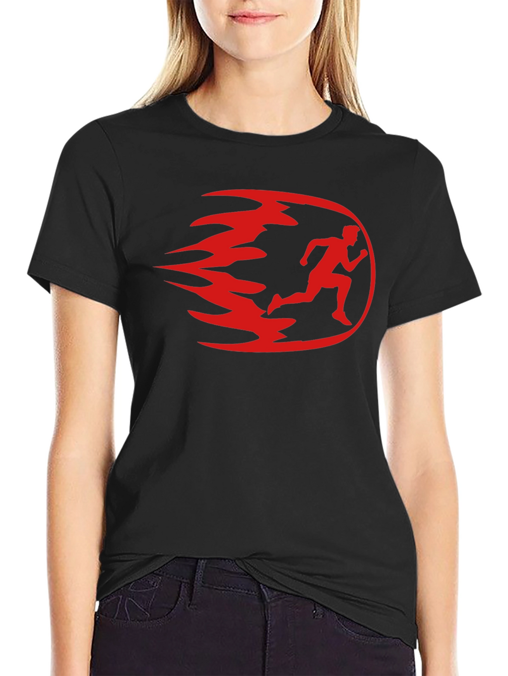 Mens Black Running Graphic T-Shirt