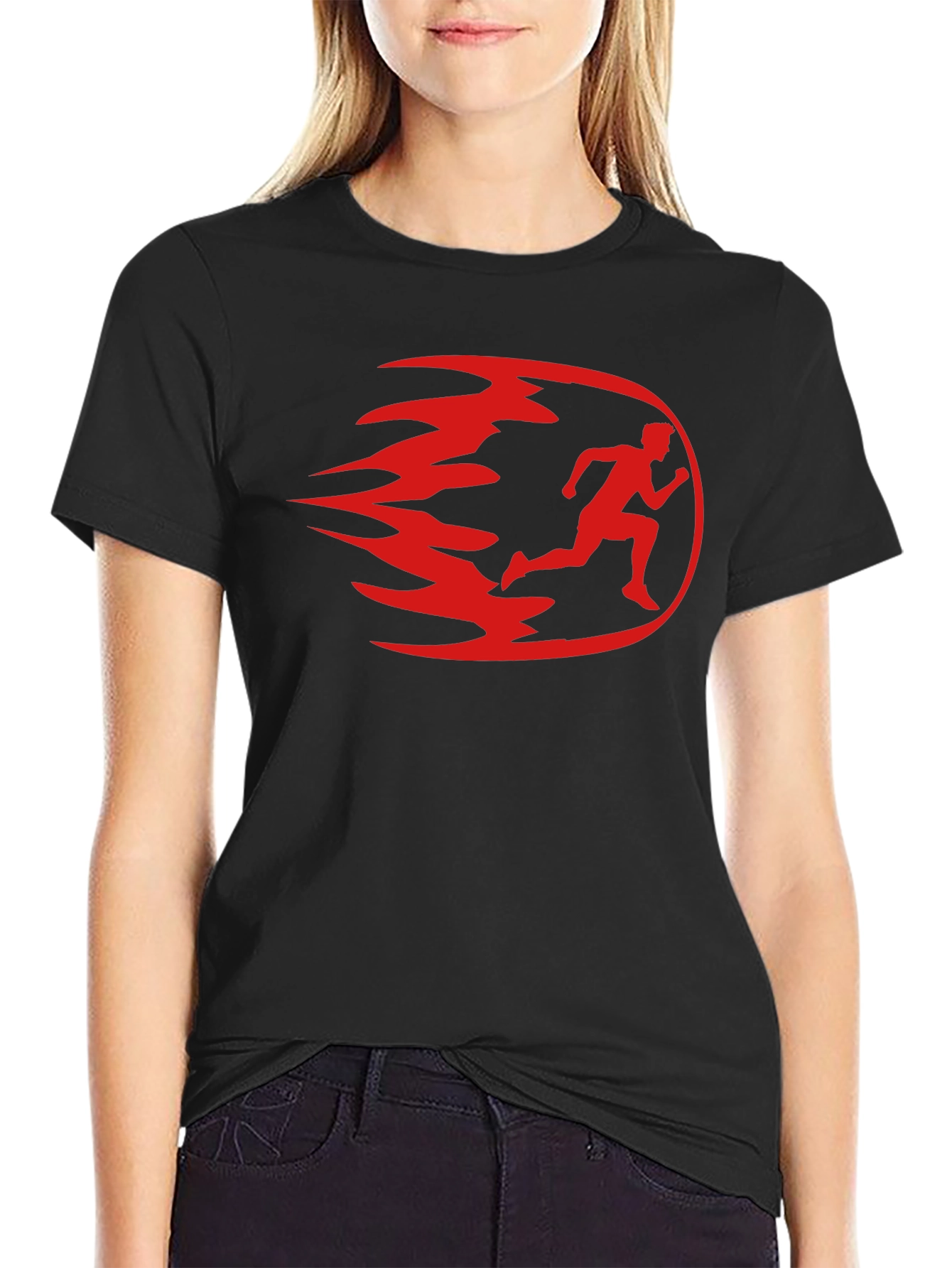 Mens Black Running Graphic T-Shirt