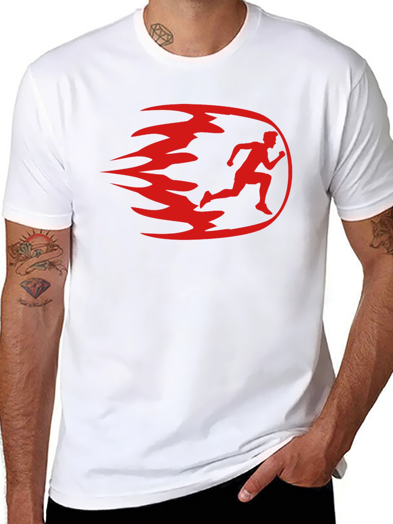 Mens Black Running Graphic T-Shirt