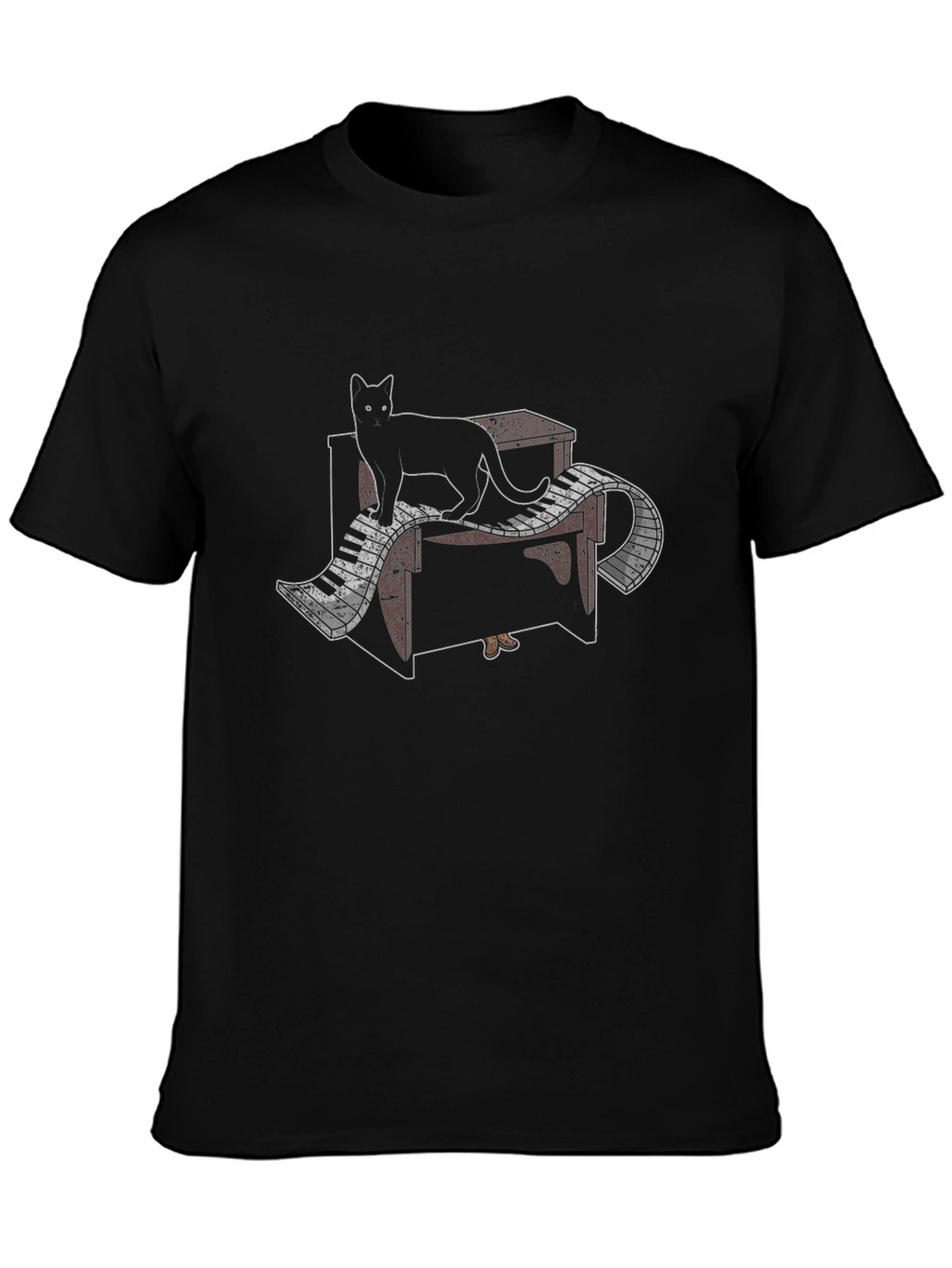 Cat Piano T-Shirt - Black Music Lover Tee