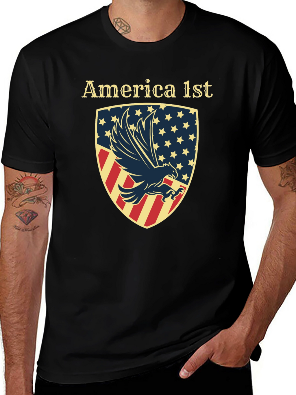 America First Eagle Shield Graphic T-Shirt