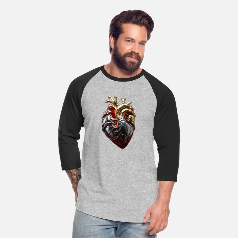 Human heart in flames cast in gold silver Bright