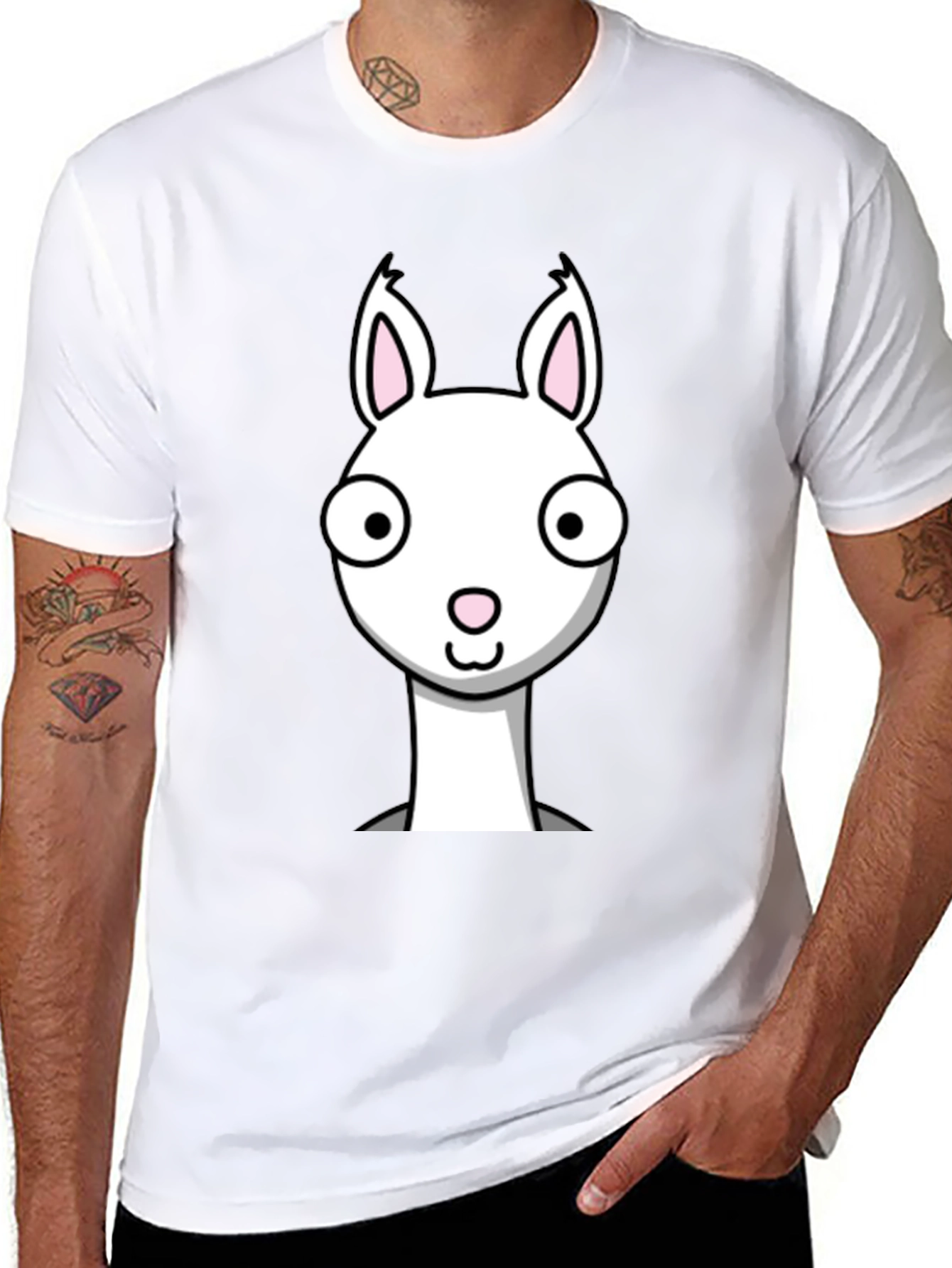 Funny Llama Graphic Tee - Black Cotton T-Shirt