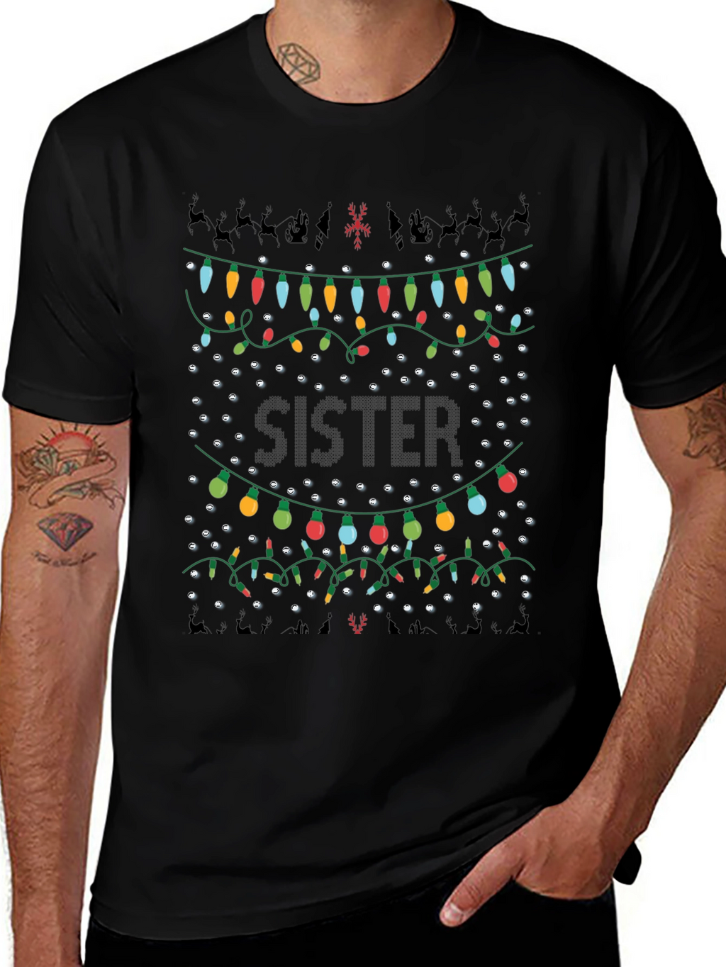 Sister Christmas Lights T-Shirt