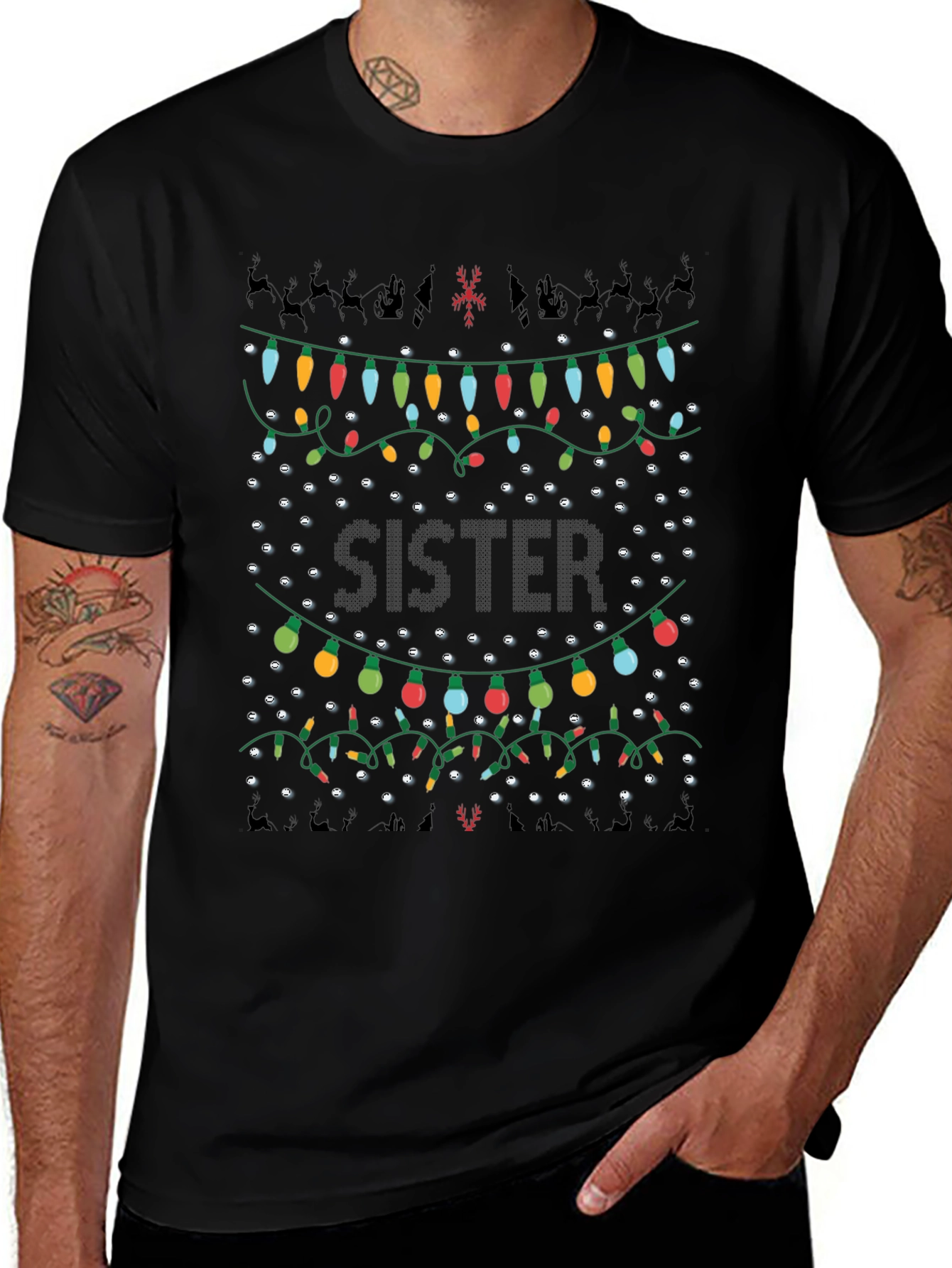 Sister Christmas Lights T-Shirt