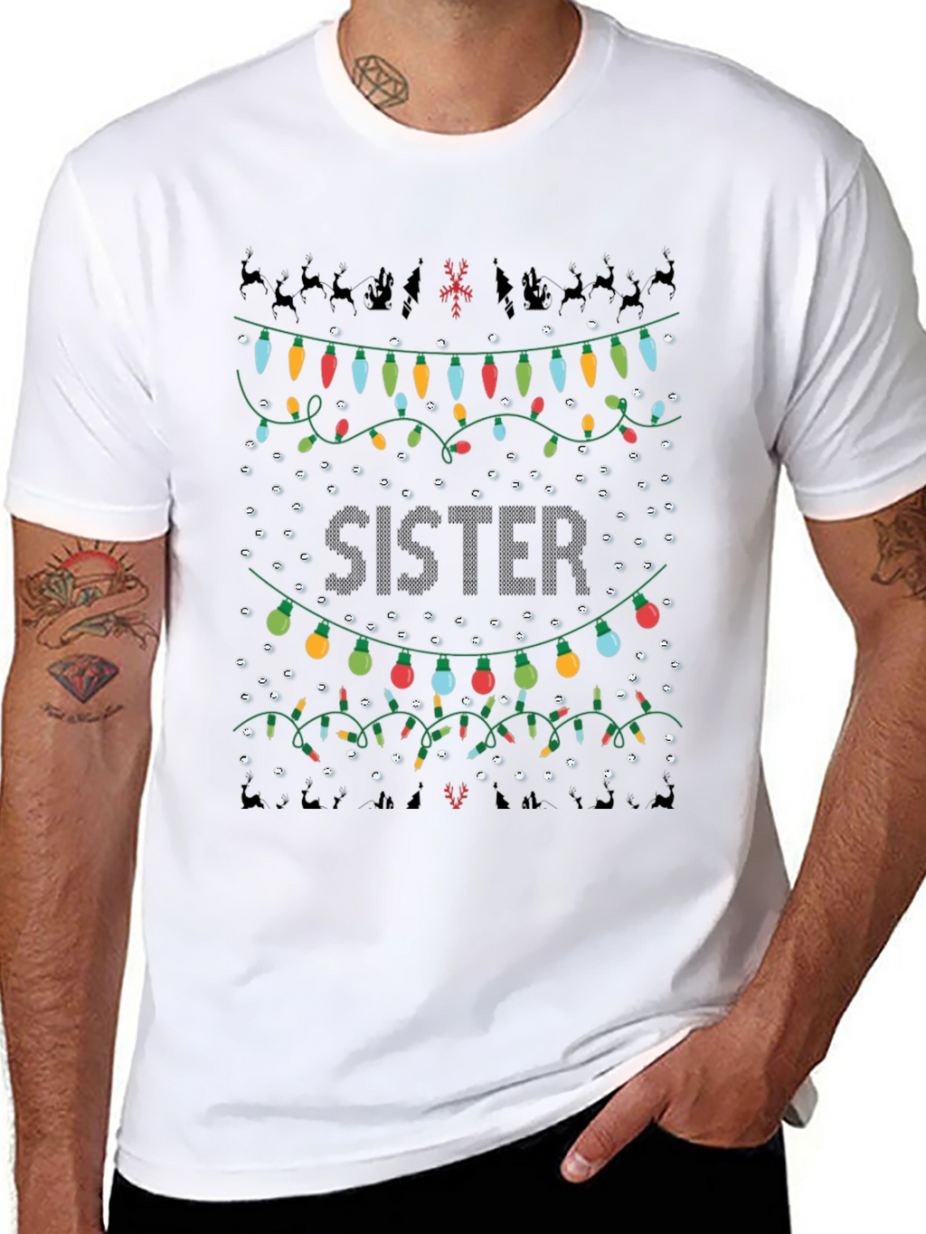 Sister Christmas Lights T-Shirt