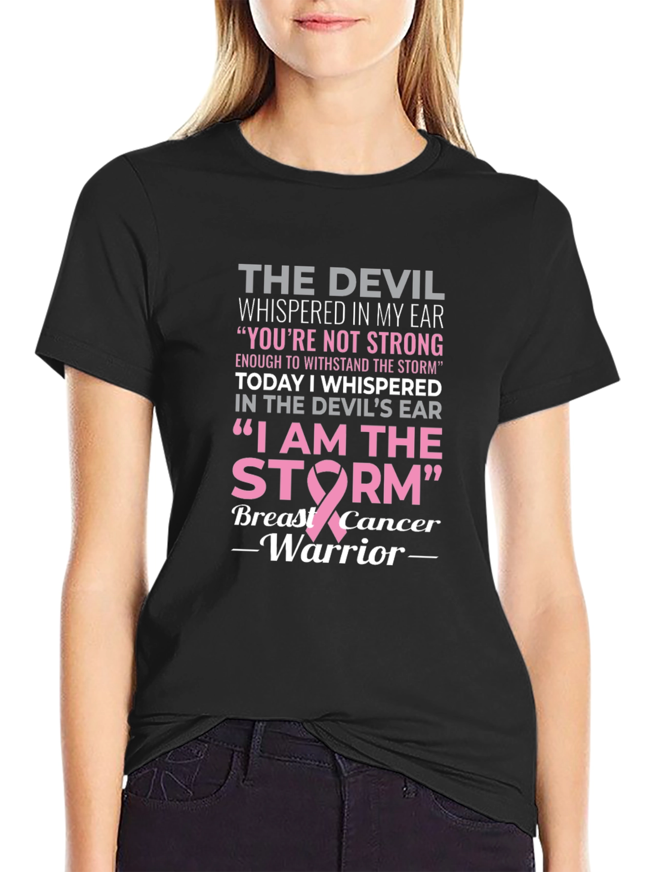 Breast Cancer Warrior T-Shirt - I Am The Storm Design