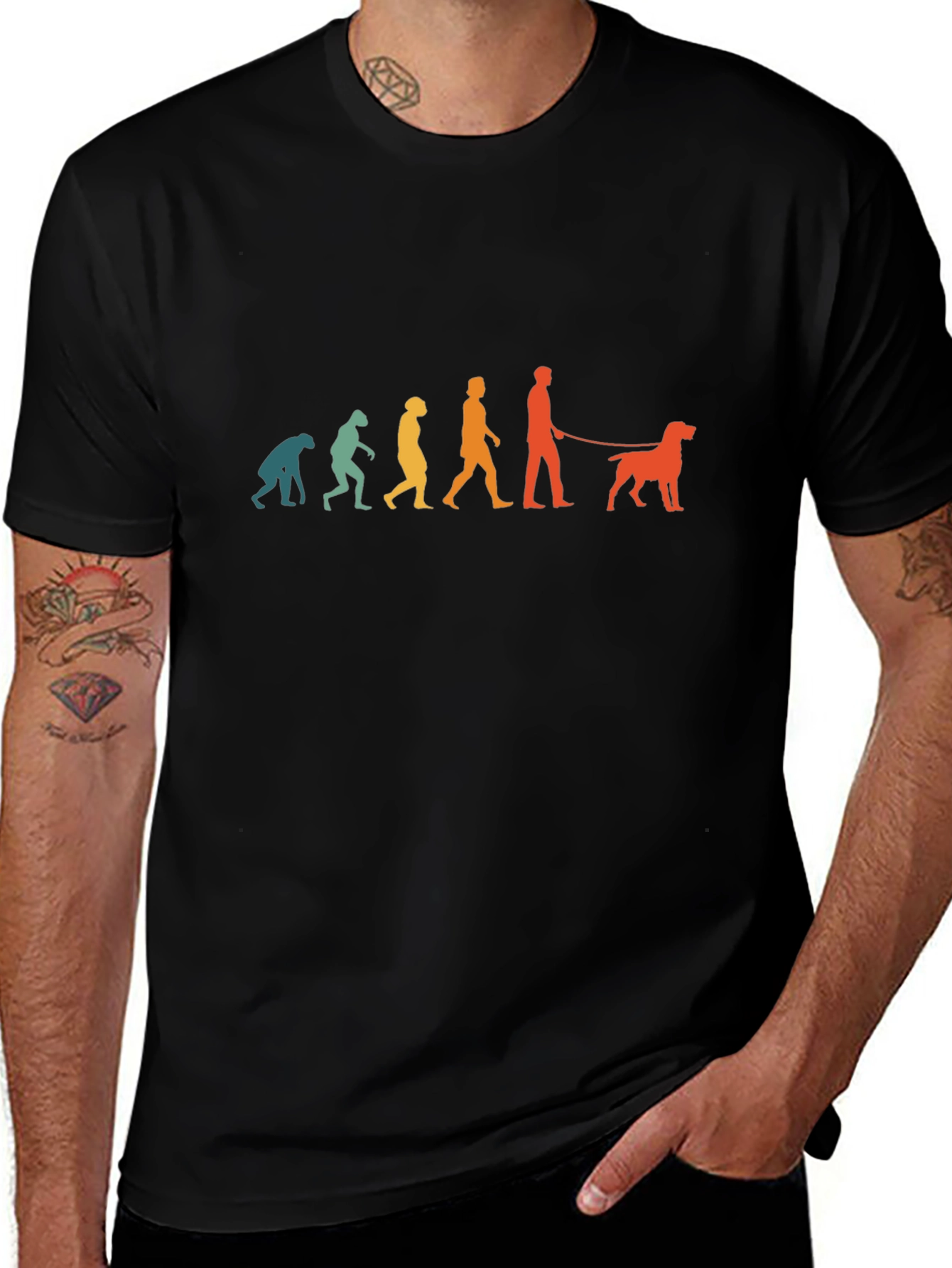 Evolution of Dog Walker T-Shirt - Black