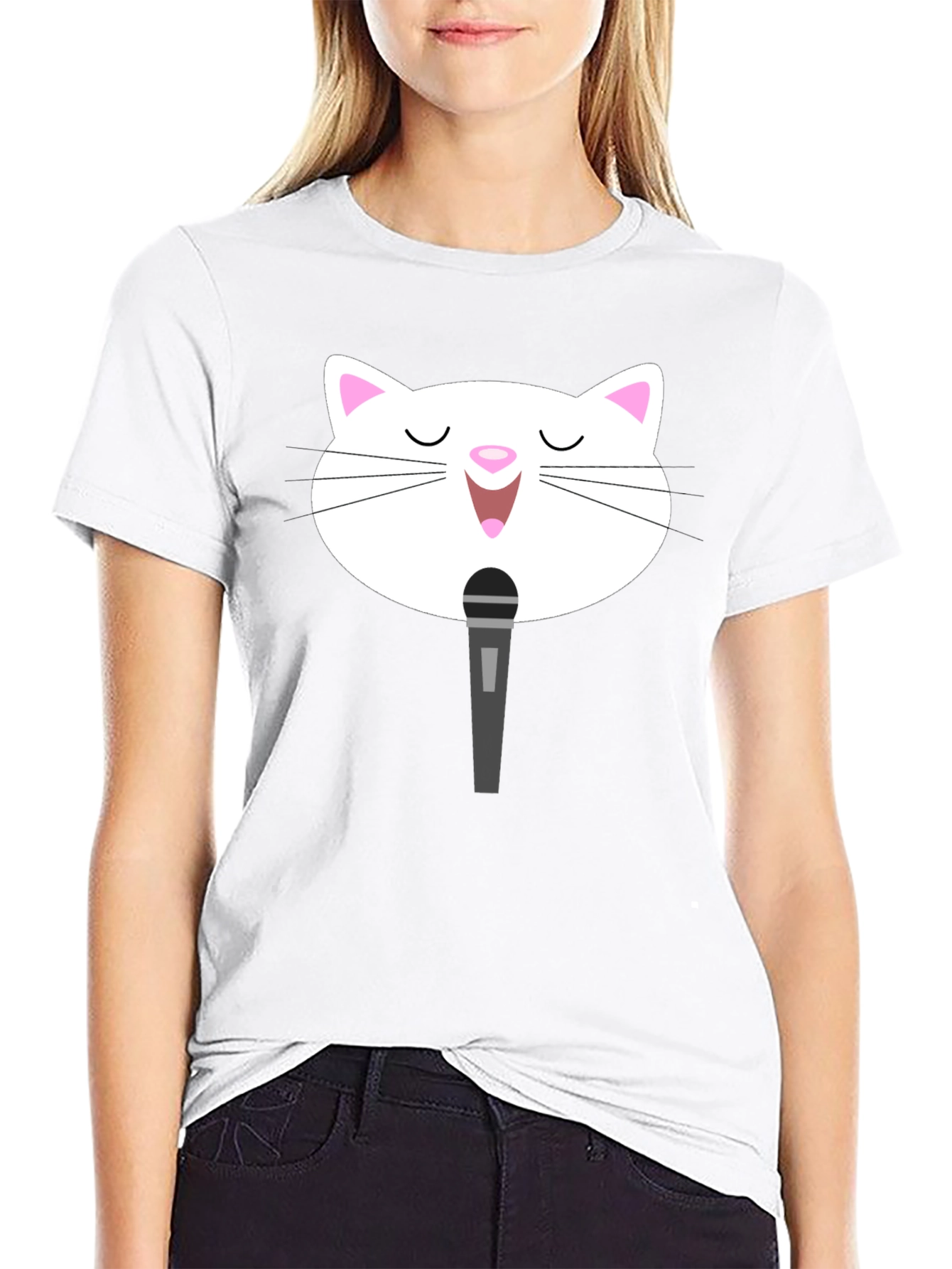 Singing Cat T-Shirt - Black Graphic Tee