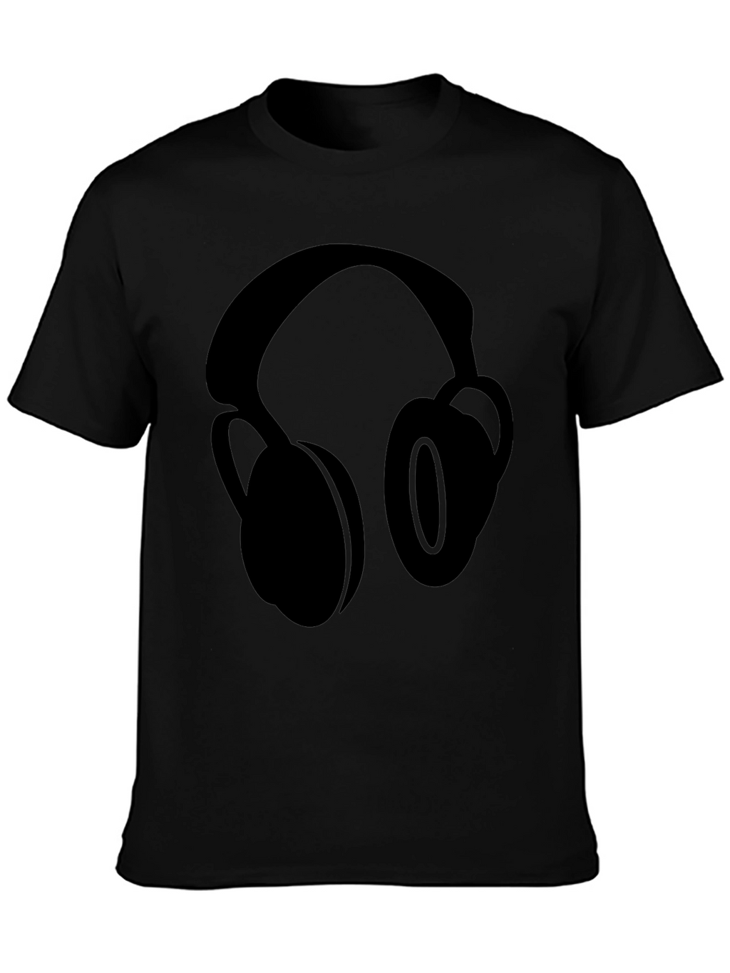 Black T-Shirt with Headphone Graphic