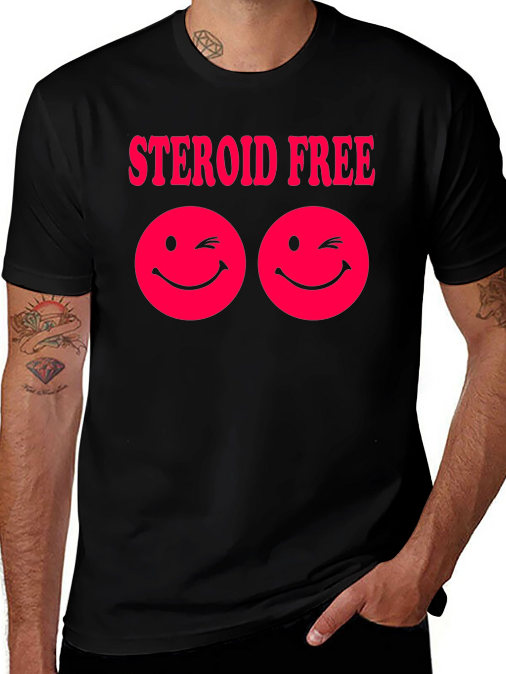 Steroid Free Wink Face Graphic Tee