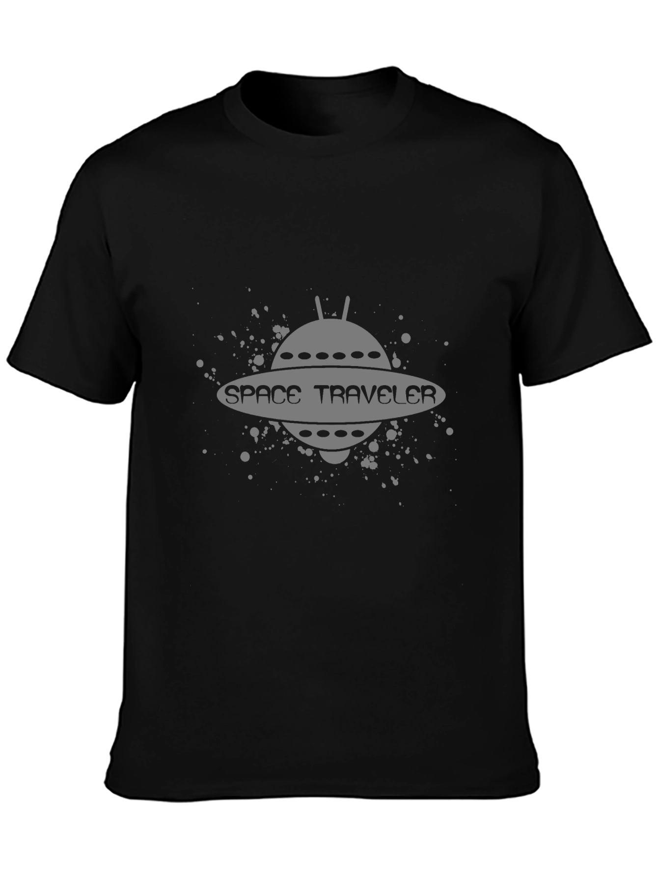 Space Traveler Graphic Tee - Black Cotton Comfort