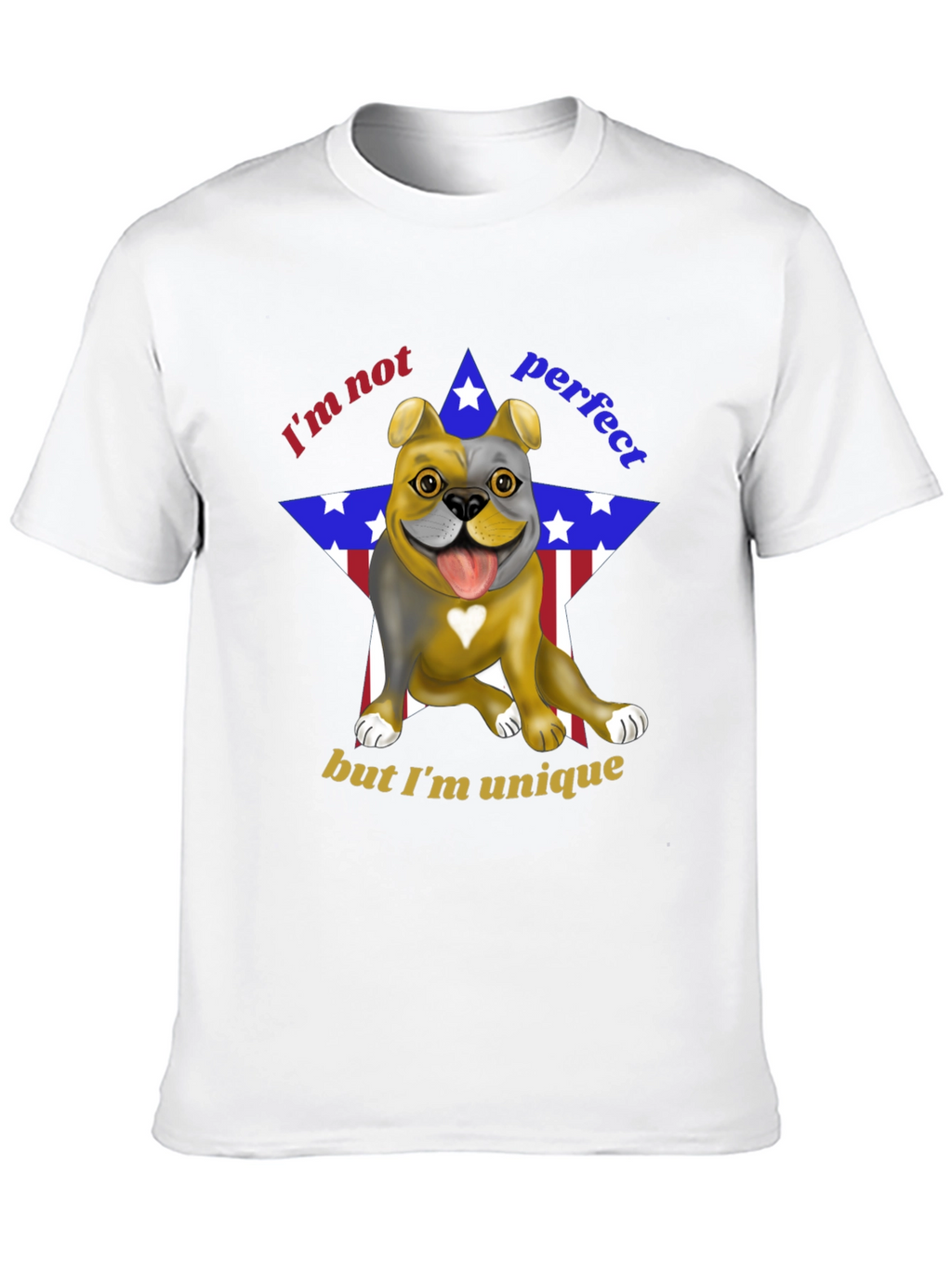 Unique Bulldog Graphic Tee - Im Not Perfect