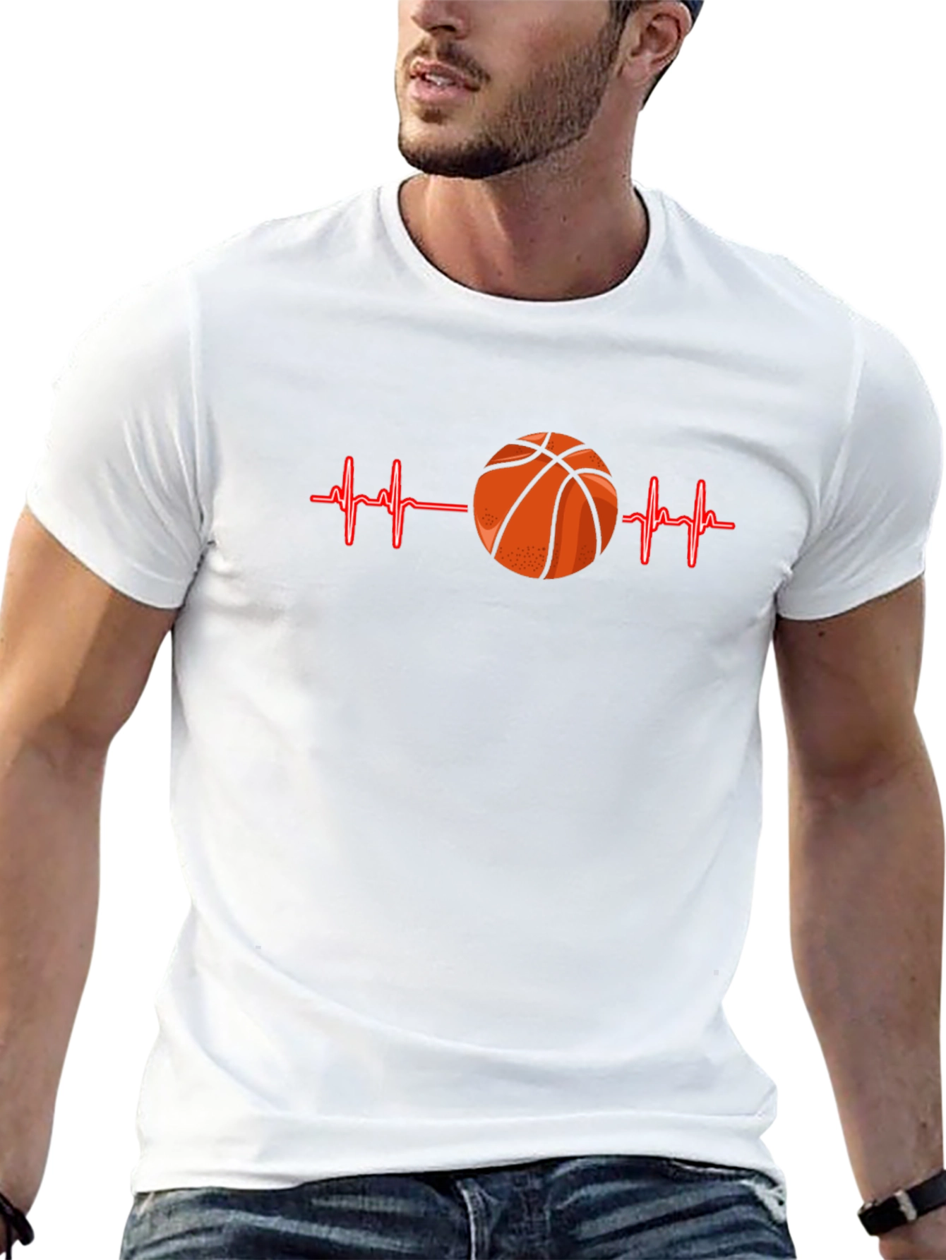 Basketball Heartbeat Graphic T-Shirt