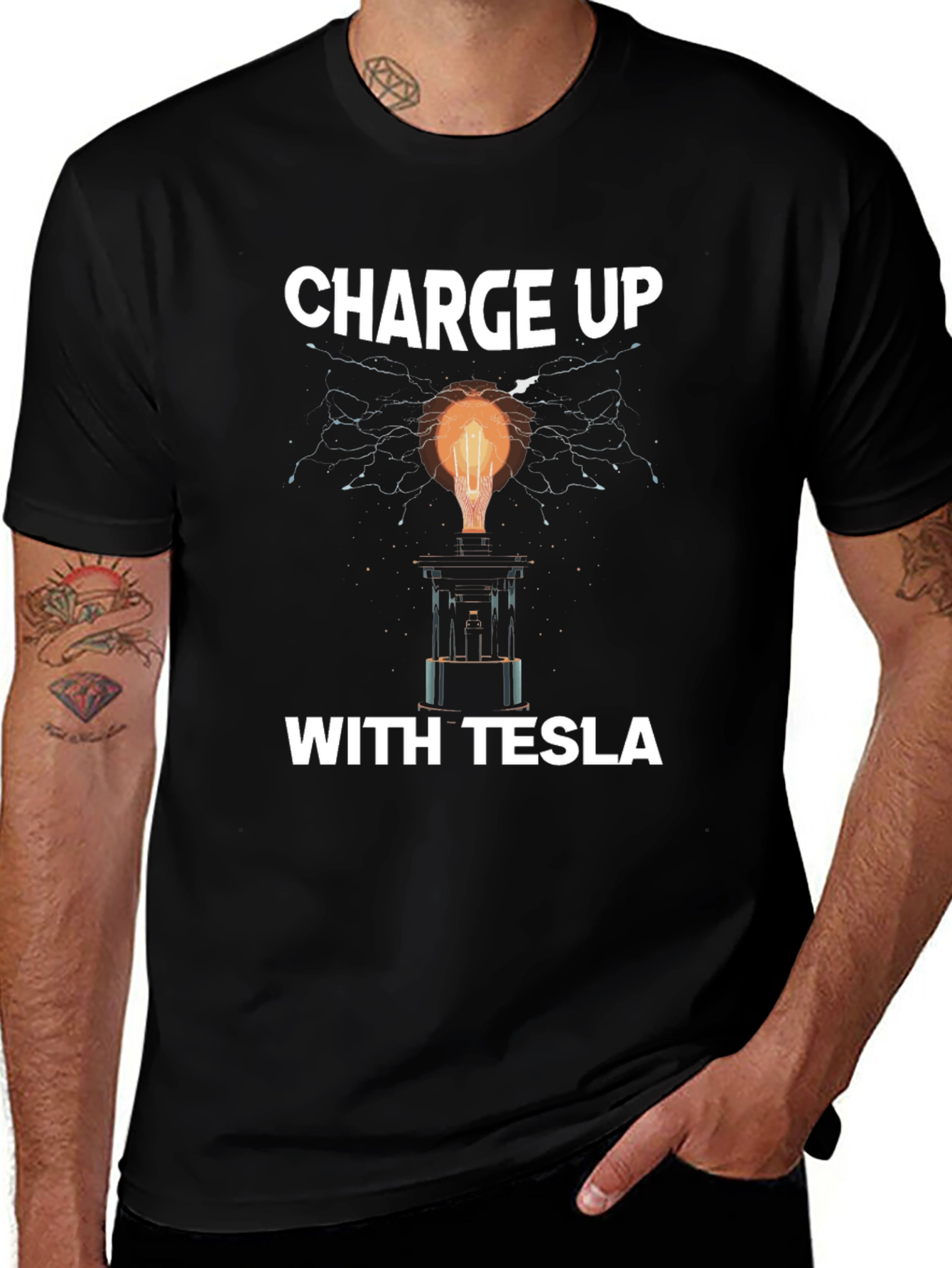 Charge Up With Tesla Graphic T-Shirt