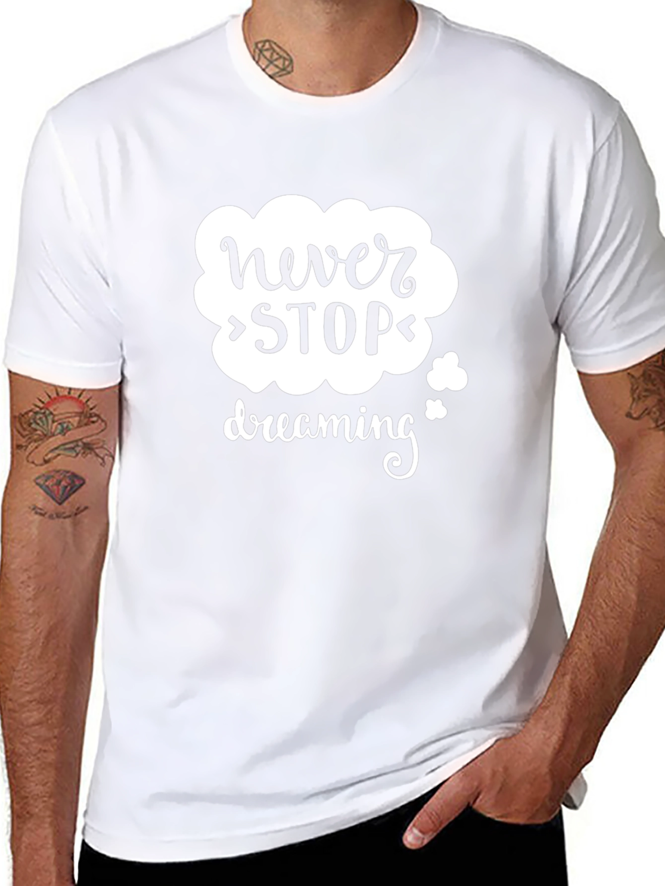 Never Stop Dreaming Graphic Tee - Black Cotton Blend